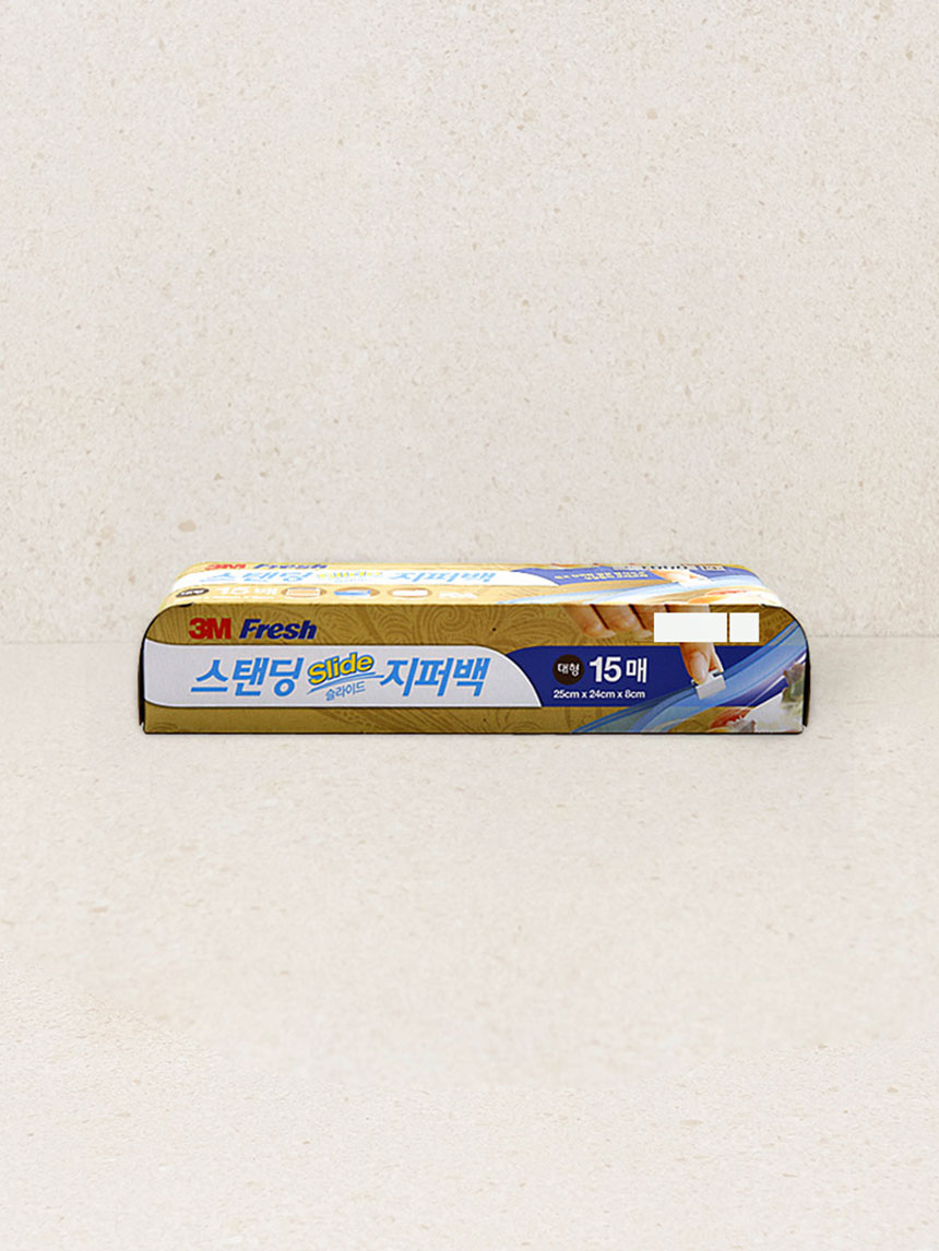 3M 후레쉬 스탠딩 슬라이드 지퍼백 대형 15매입