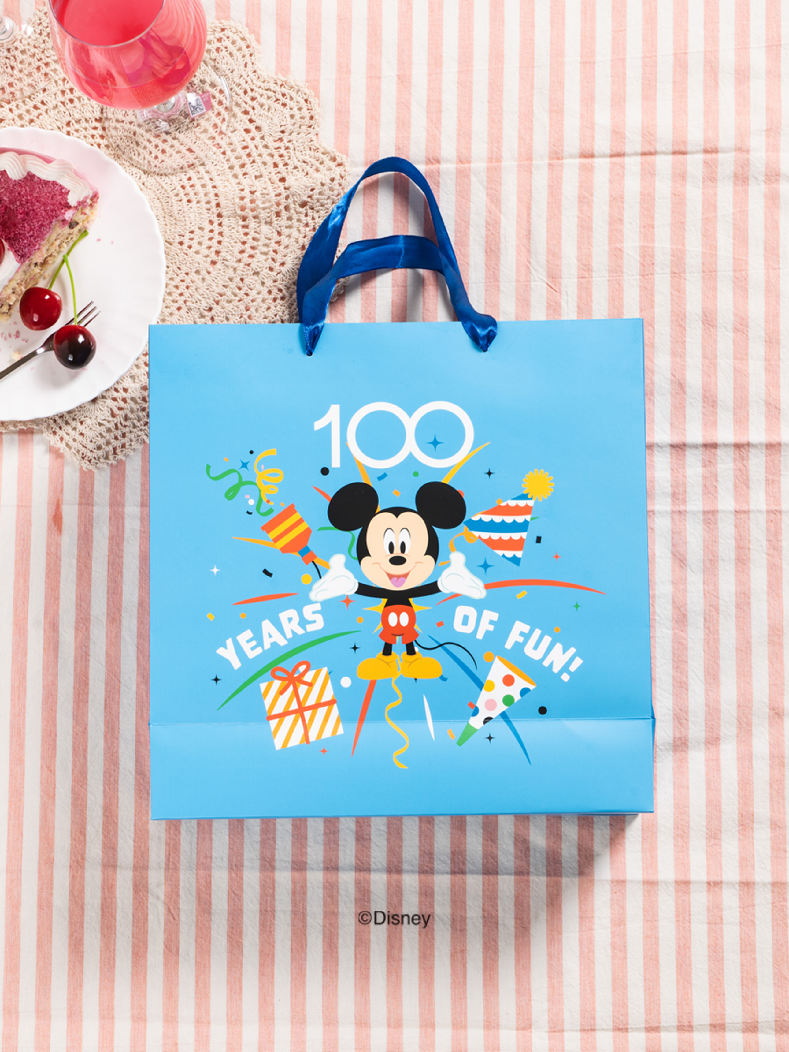 디즈니 100주년 쇼핑백 정사각 블루