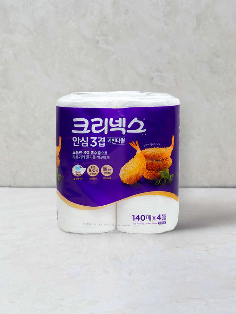 크리넥스 안심 3겹 키친타월 140매 4롤