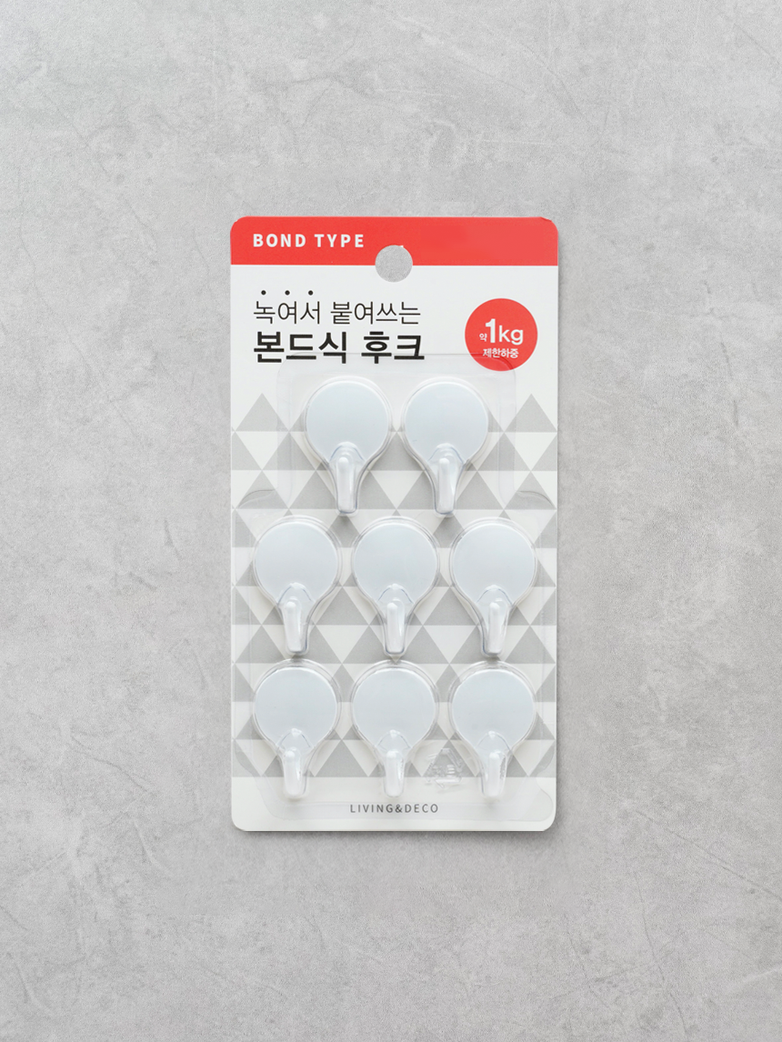 본드식 미니 원형 후크 8P