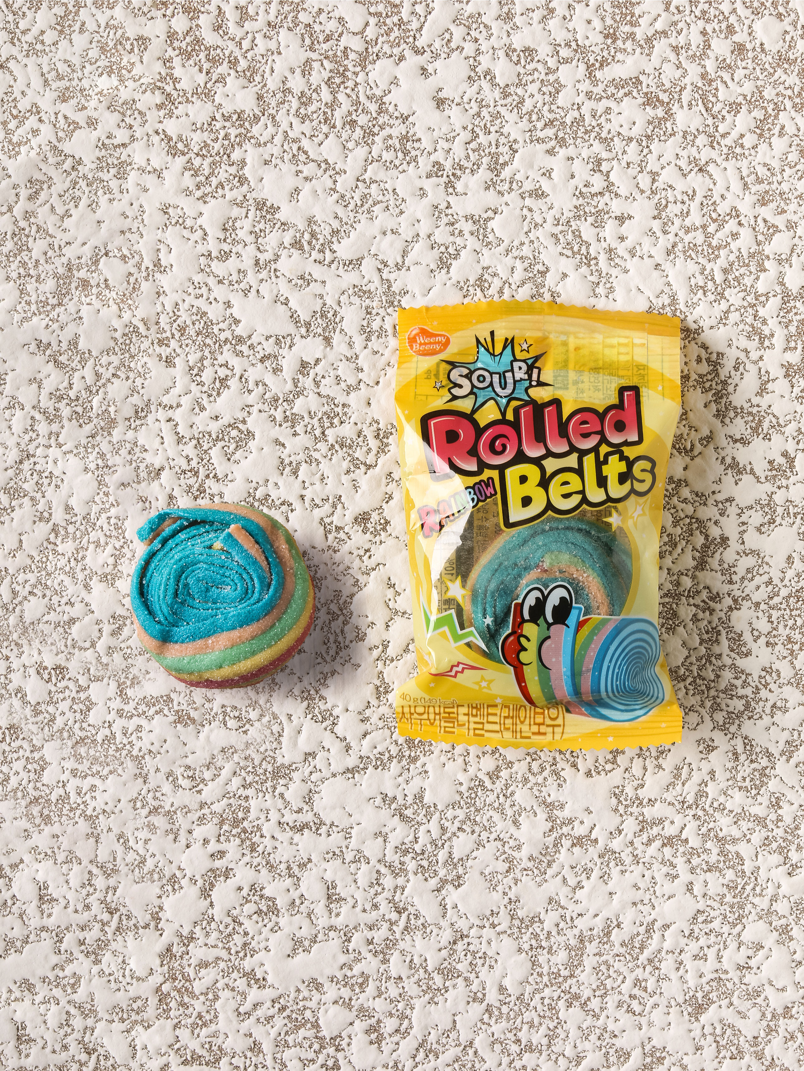 Кислая жевательная лента Sour Roll the Belt Rainbow 40 г