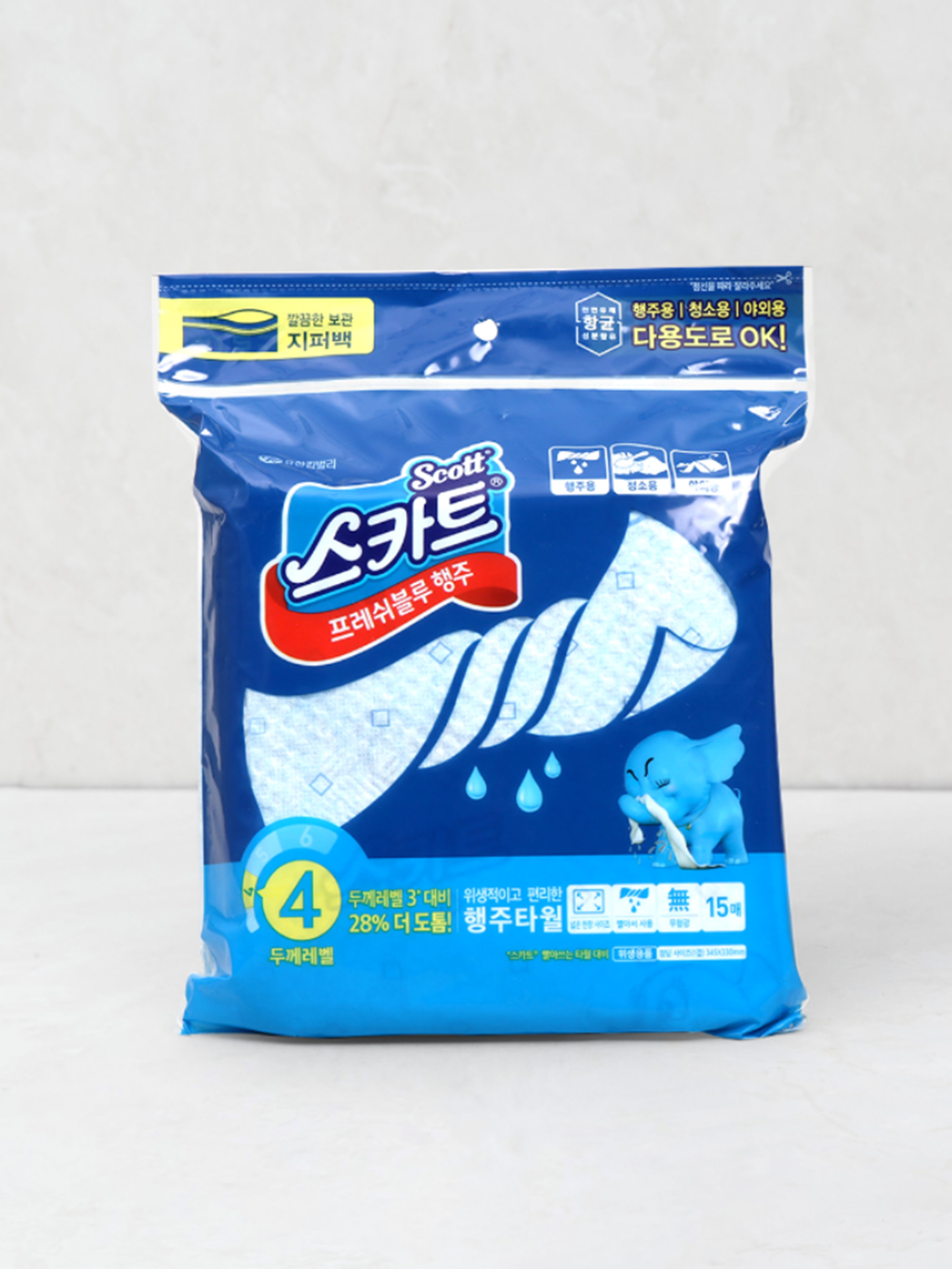 크리넥스 빨아 쓰는 위생 행주 블루 레벨4 15매