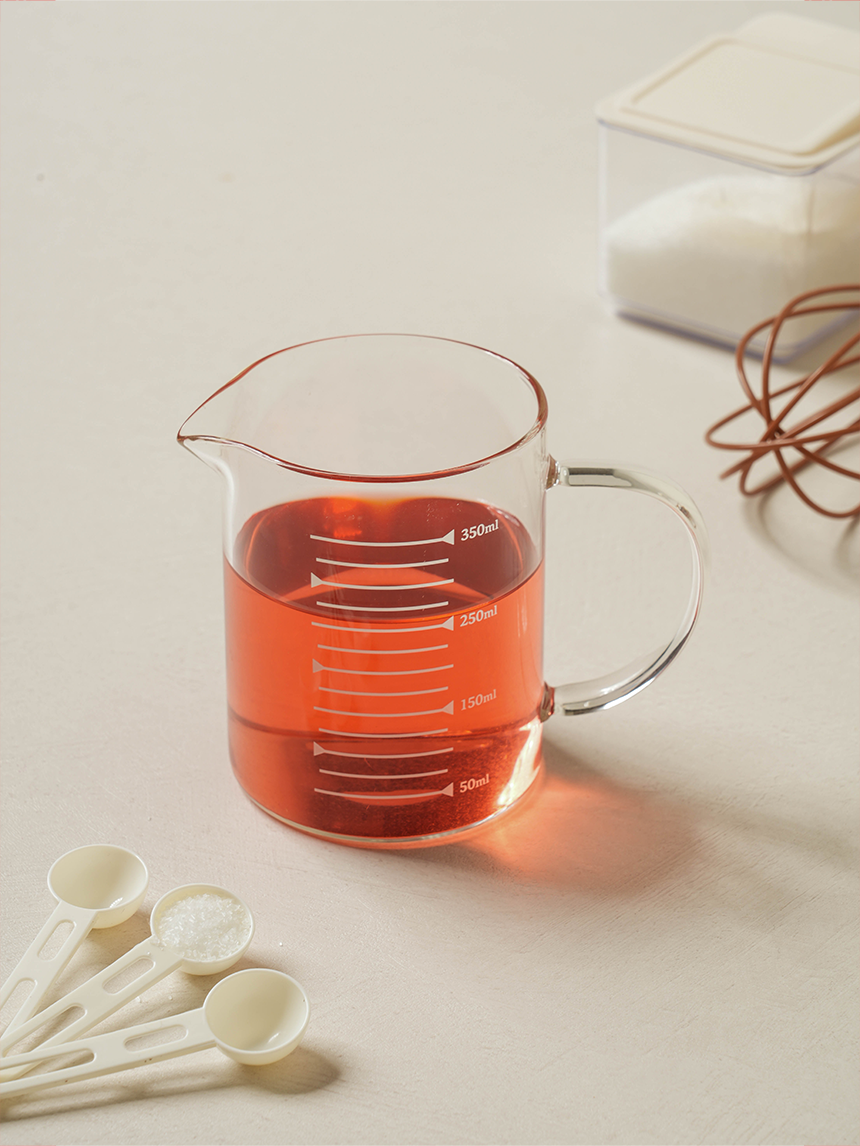눈금 디자인 내열 유리컵 380ml