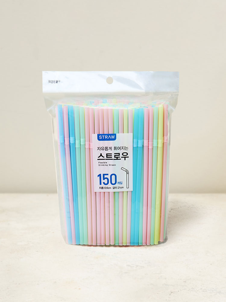 파스텔 주름 빨대 0.6X21cm 150P
