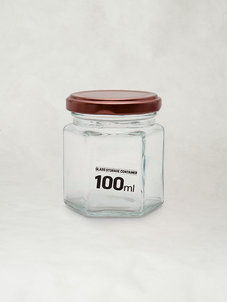 스틸캡 육각 유리 저장 용기 100 ml