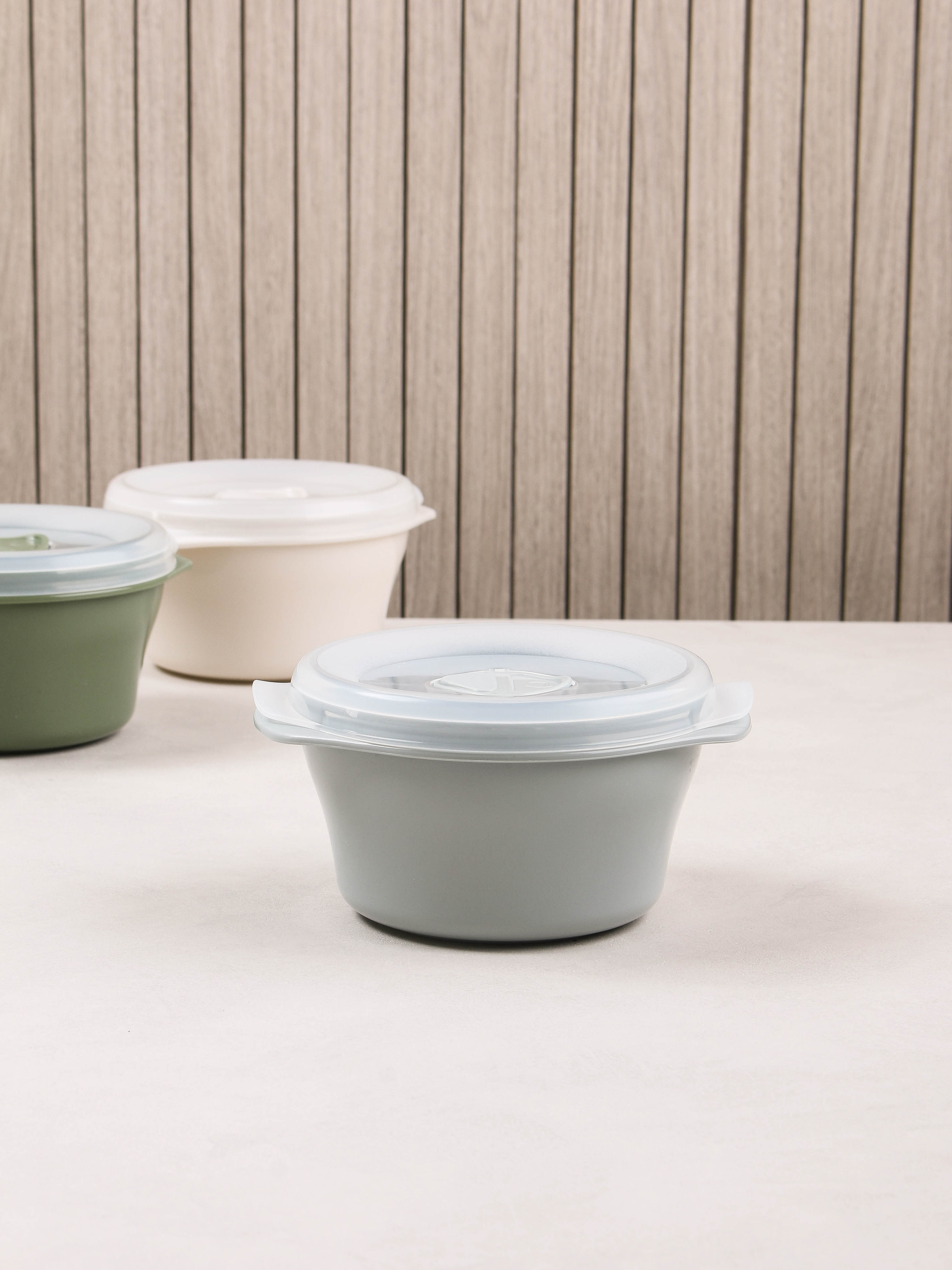 전자레인지용 원형 용기 500ml 그레이