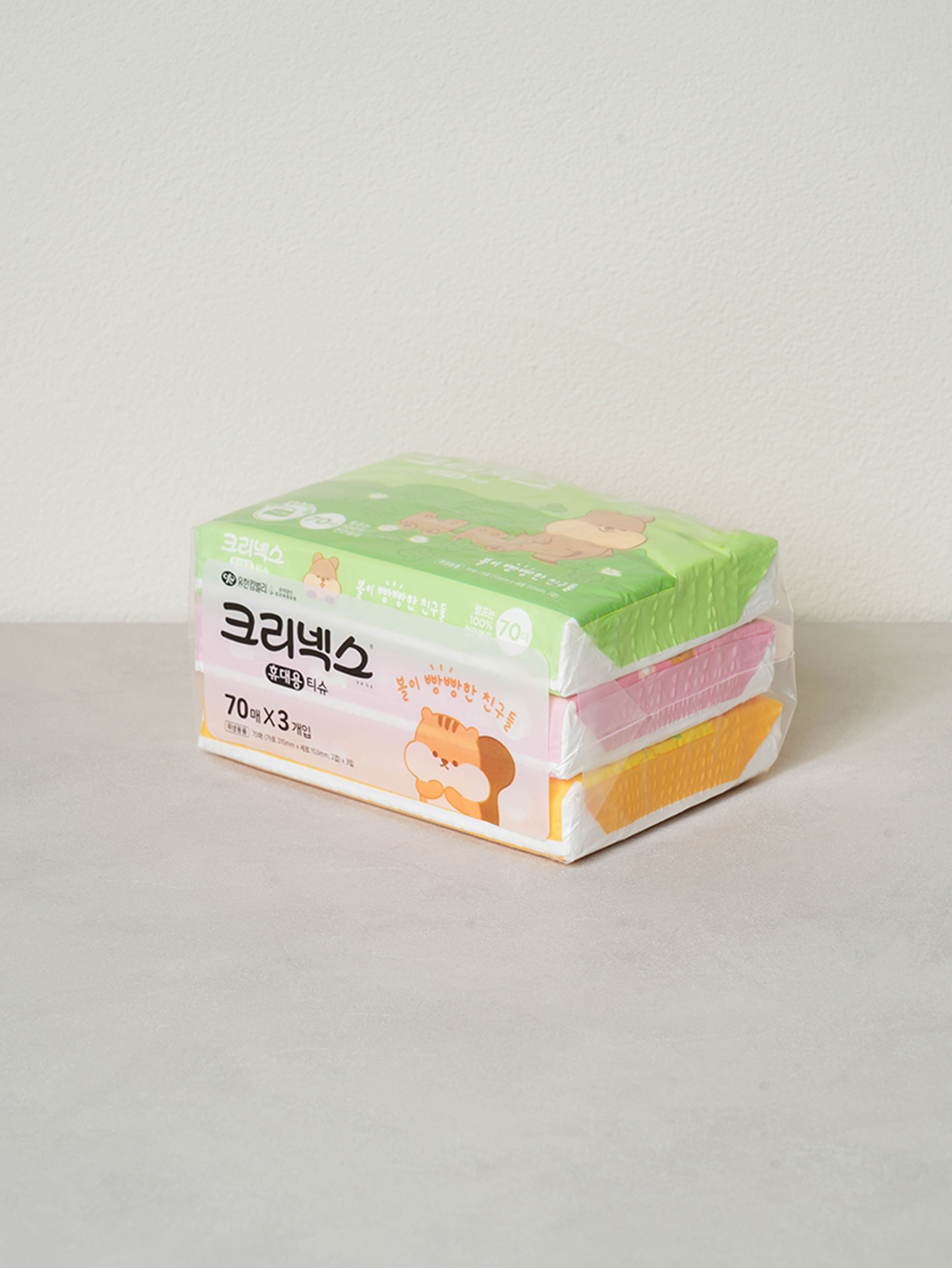 볼이빵빵한친구들 크리넥스 휴대용 티슈 70매X3개입