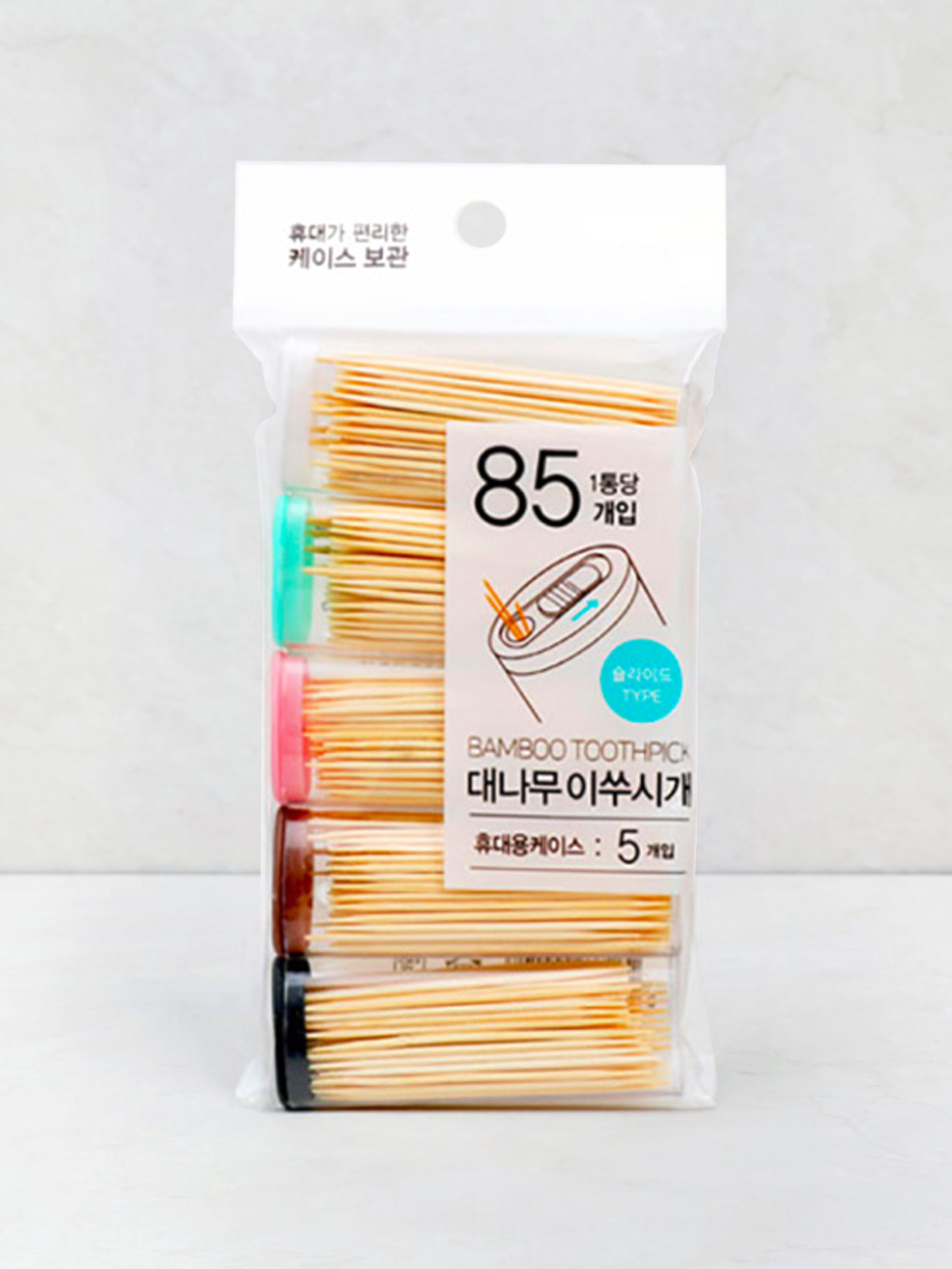휴대용 대나무 이쑤시개 85개입X5통