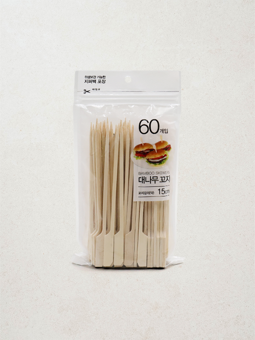 대나무 손잡이 다용도 꼬지 15cm 60P