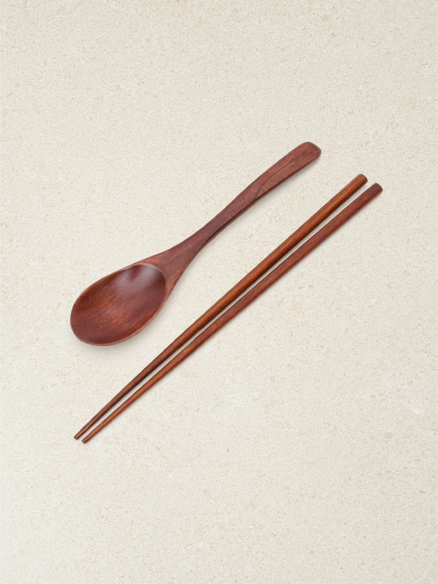 천연 옻칠 참나무 수저/젓가락 세트 24cm