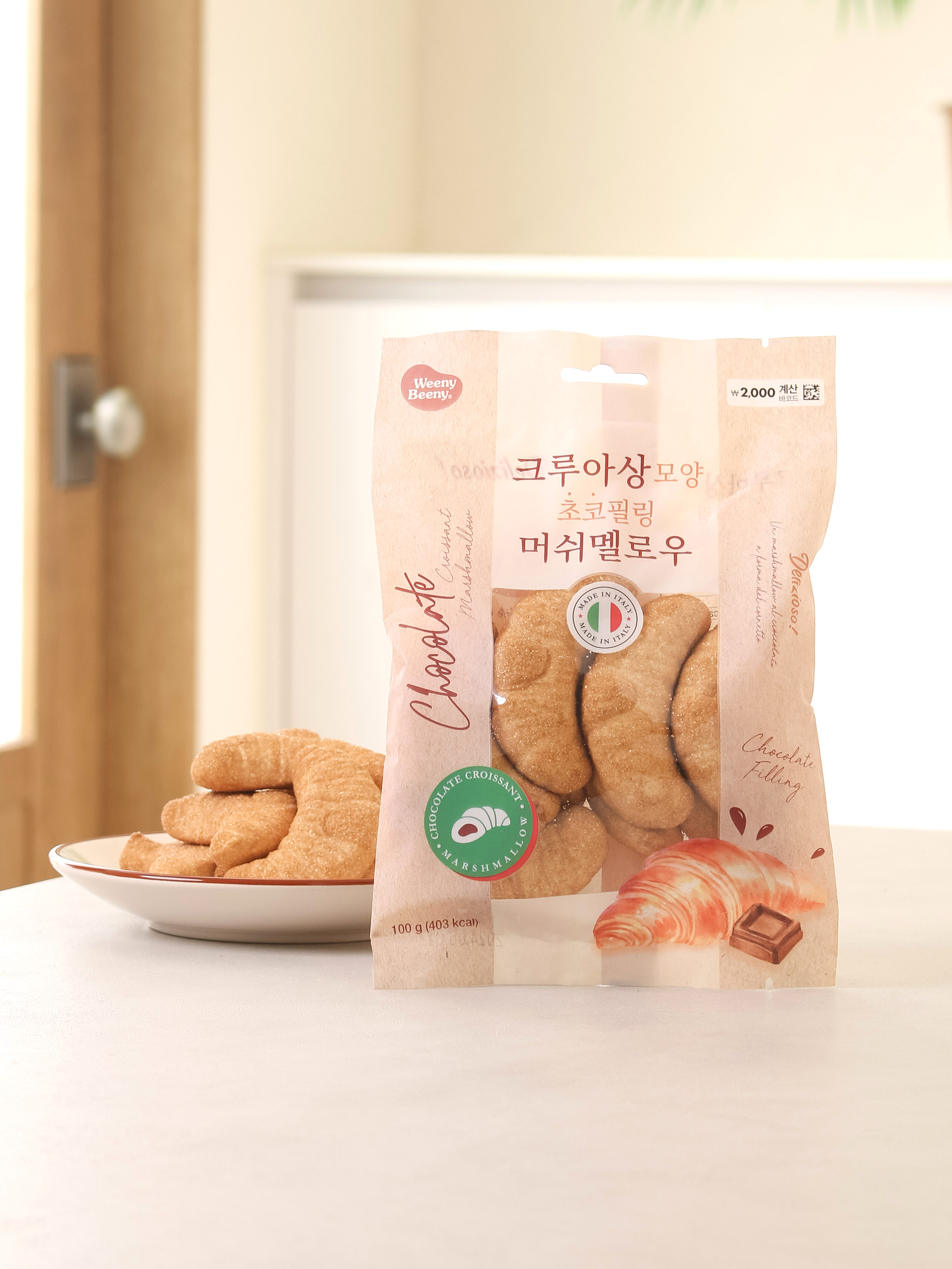 크루아상 모양 초코 필링 머쉬멜로우 100 g