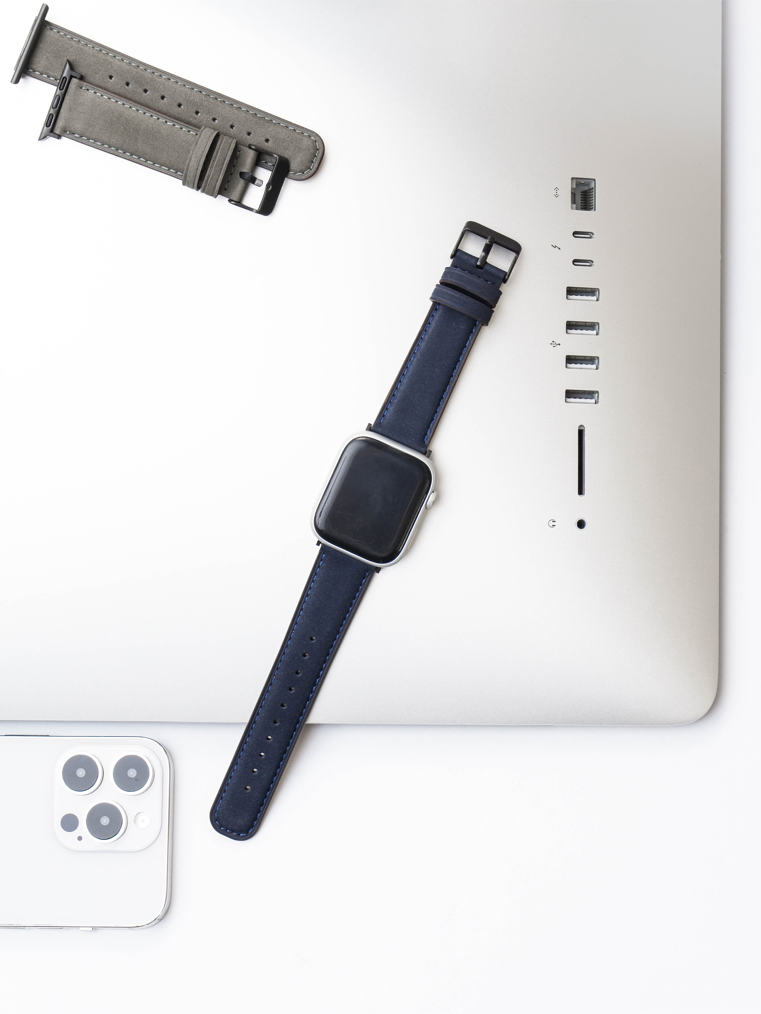 애플워치용 가죽 스웨이드 스트랩 38, 40, 41 mm
