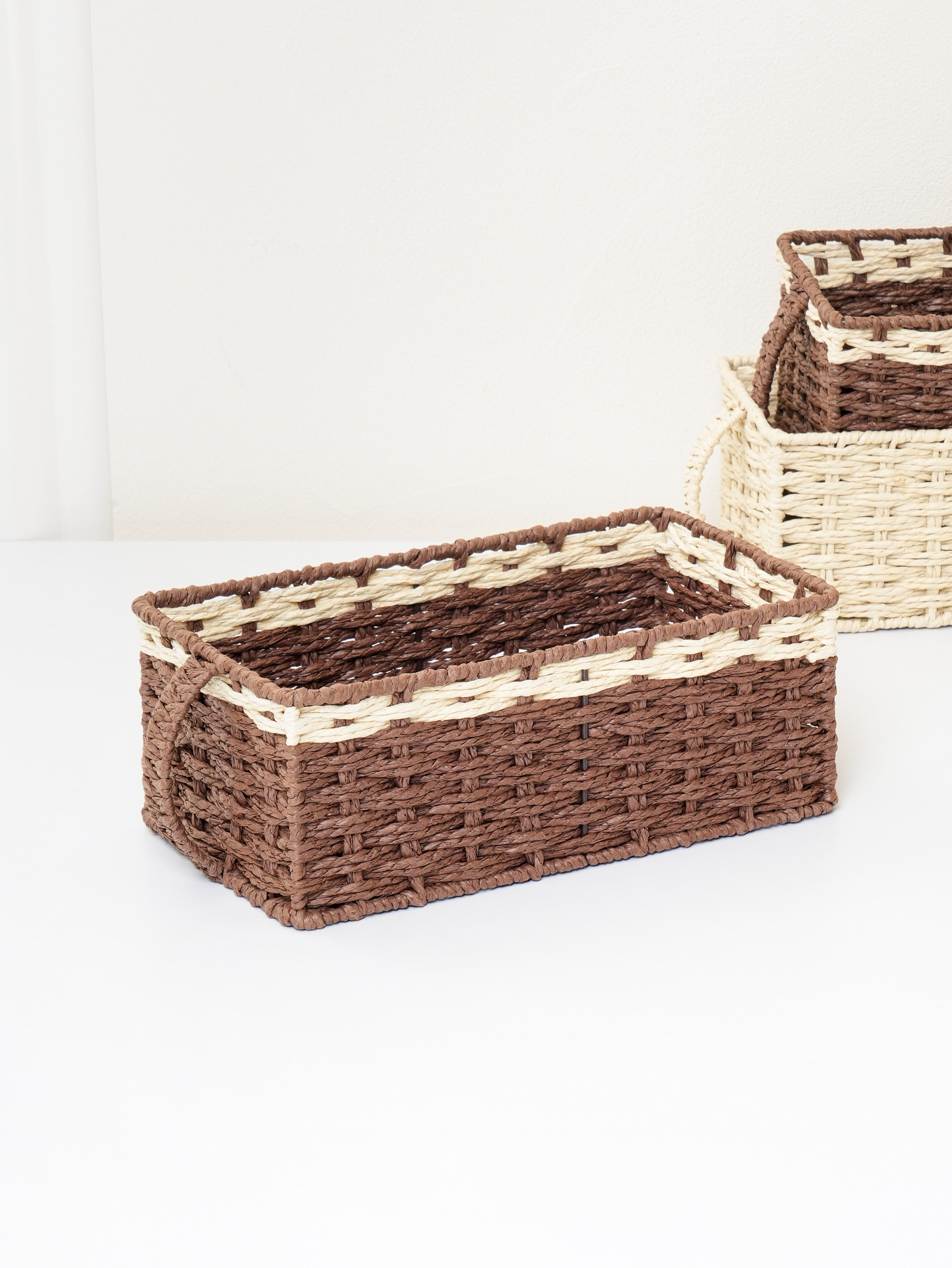 종이끈 수납 바구니 손잡이형