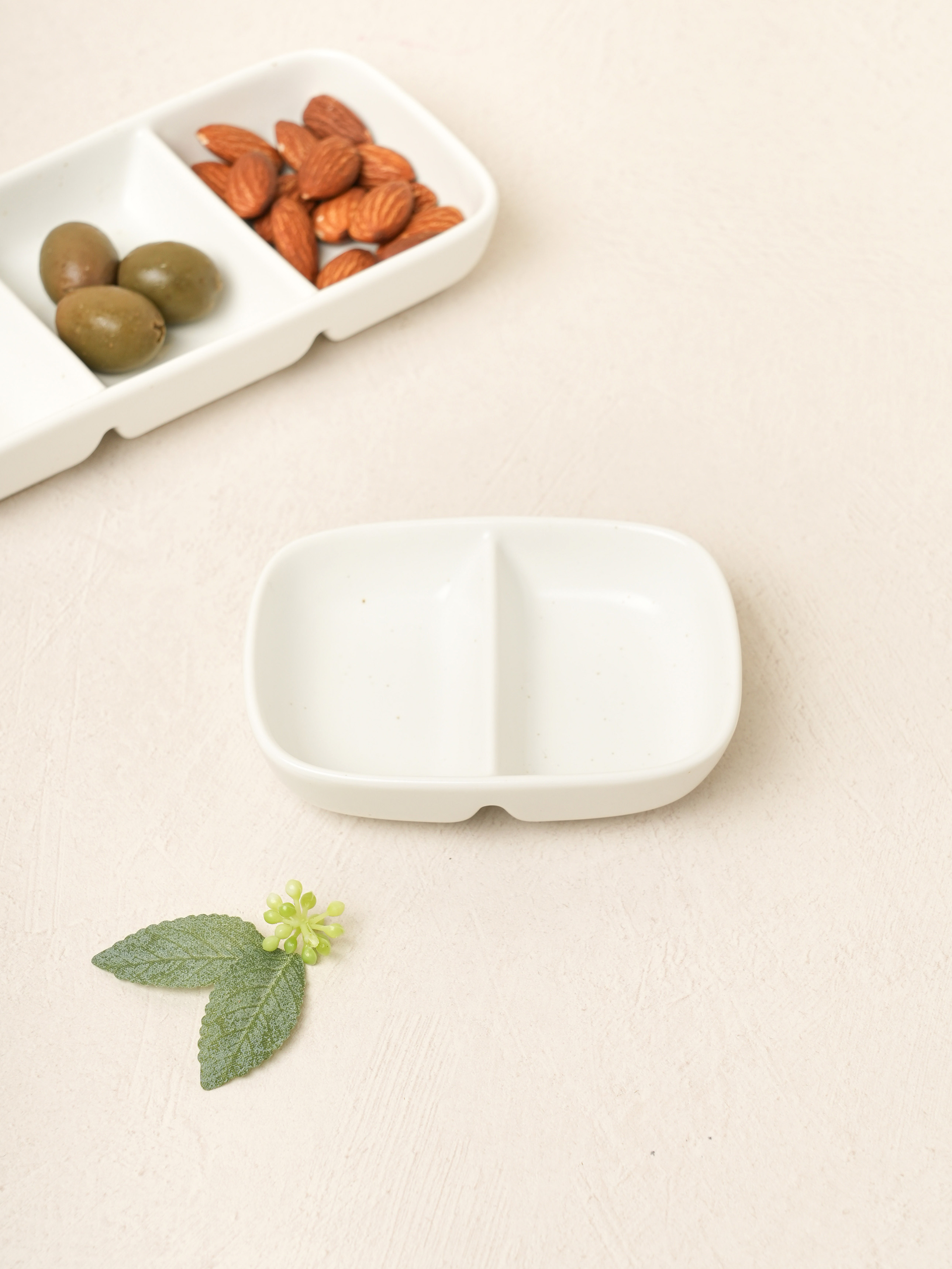 소프트 화이트 2칸 나눔 종지 9.5 cm