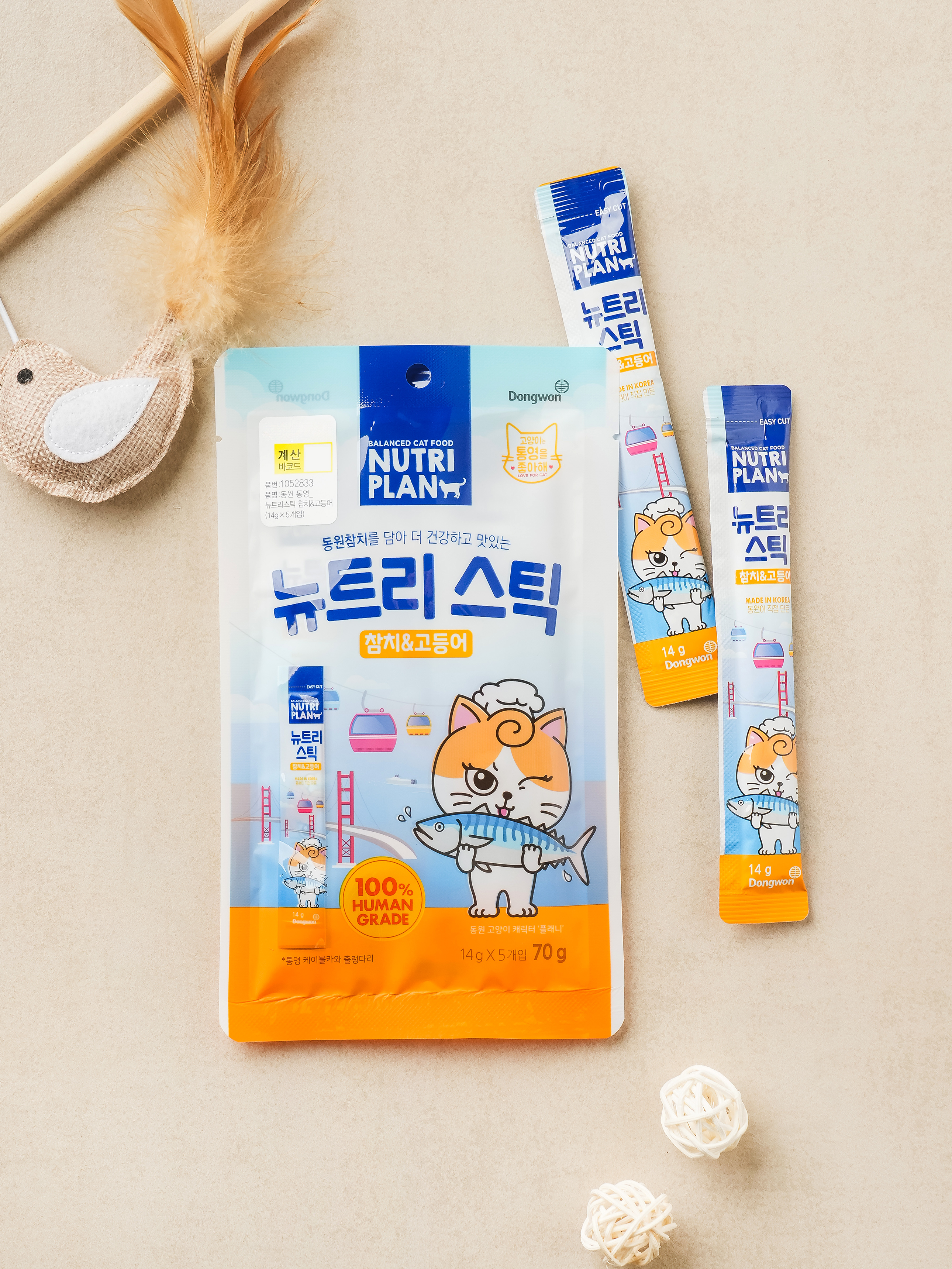 [펫] 동원 뉴트리스틱 통영 참치＆고등어 14 g 5개입