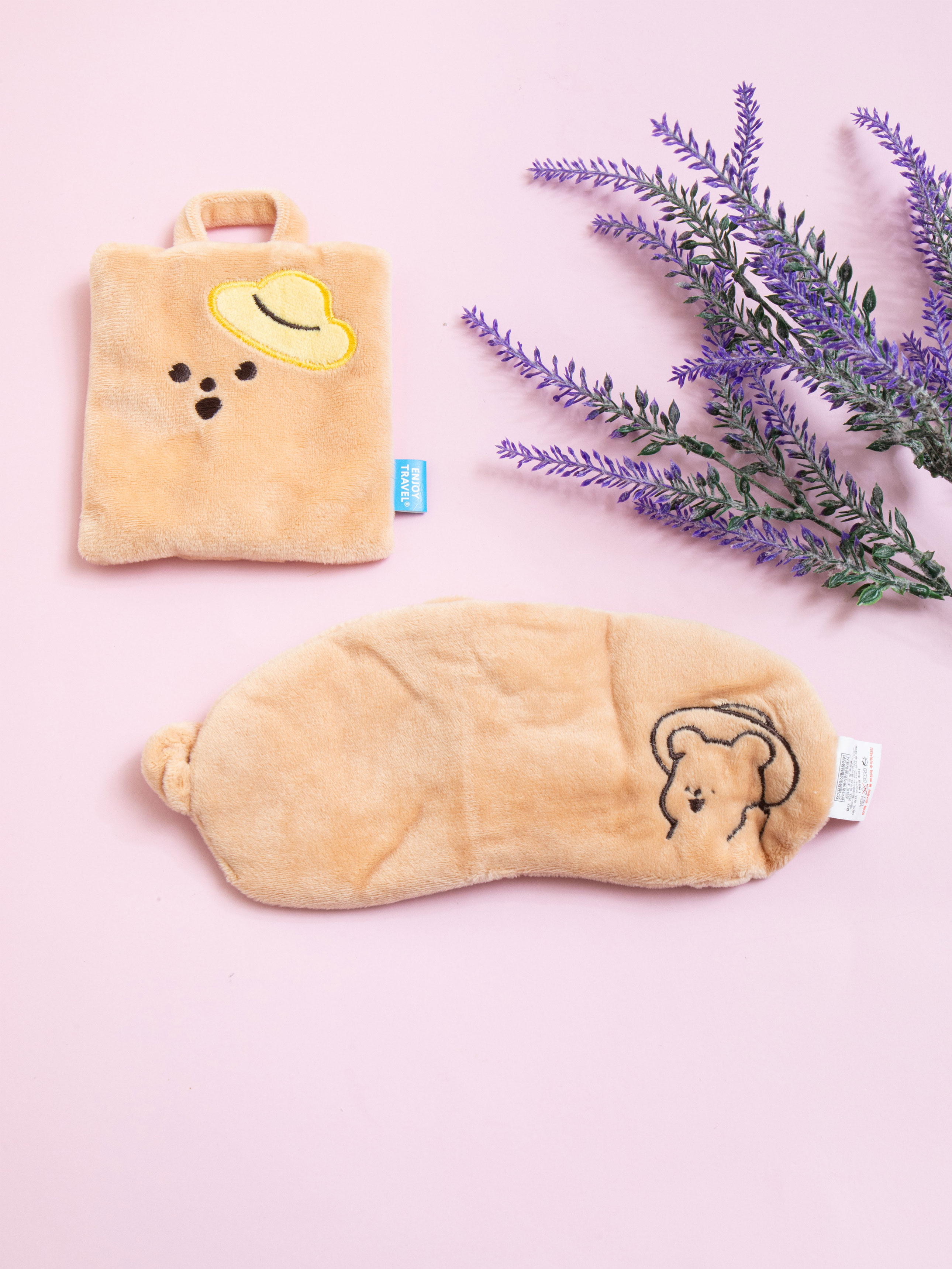 곰돌이 자수 포인트 수면 안대 세트