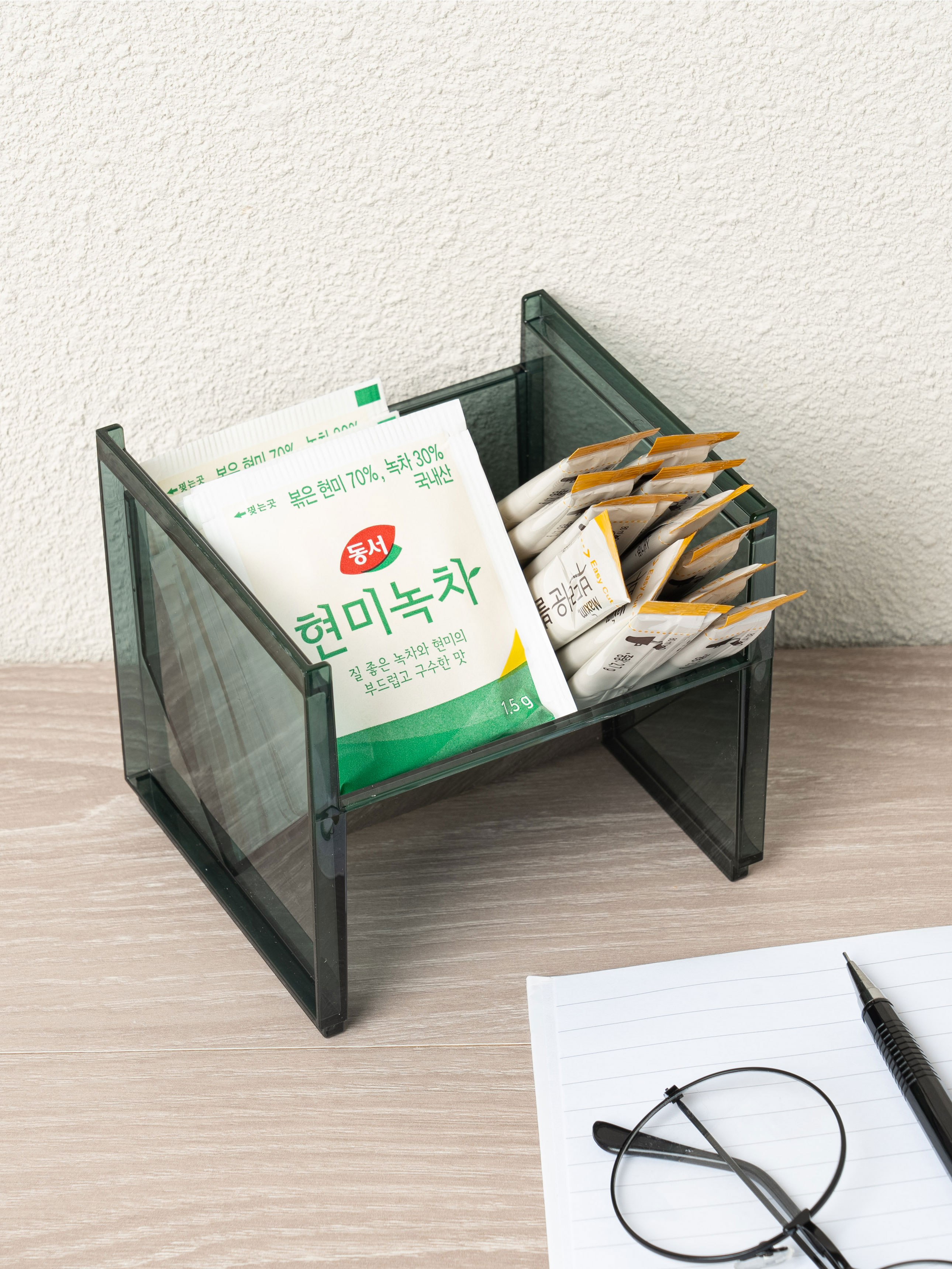 일본제 티타임랙 클리어 블랙