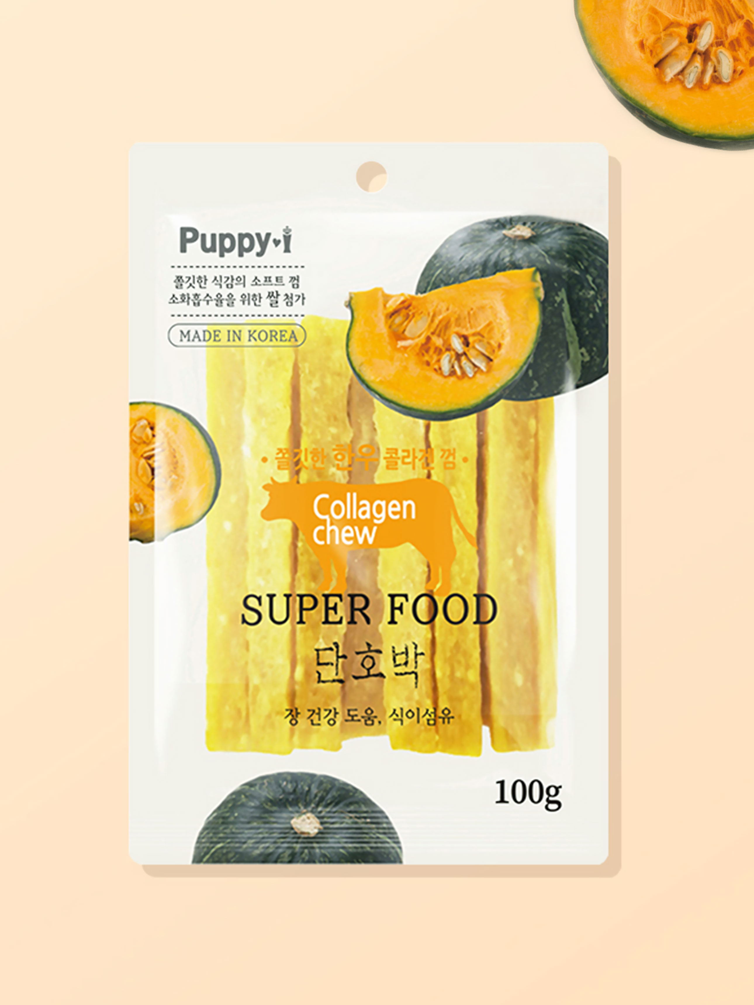[펫] 퍼피아이 쫄깃한 한우 콜라겐 껌 연어 100 g