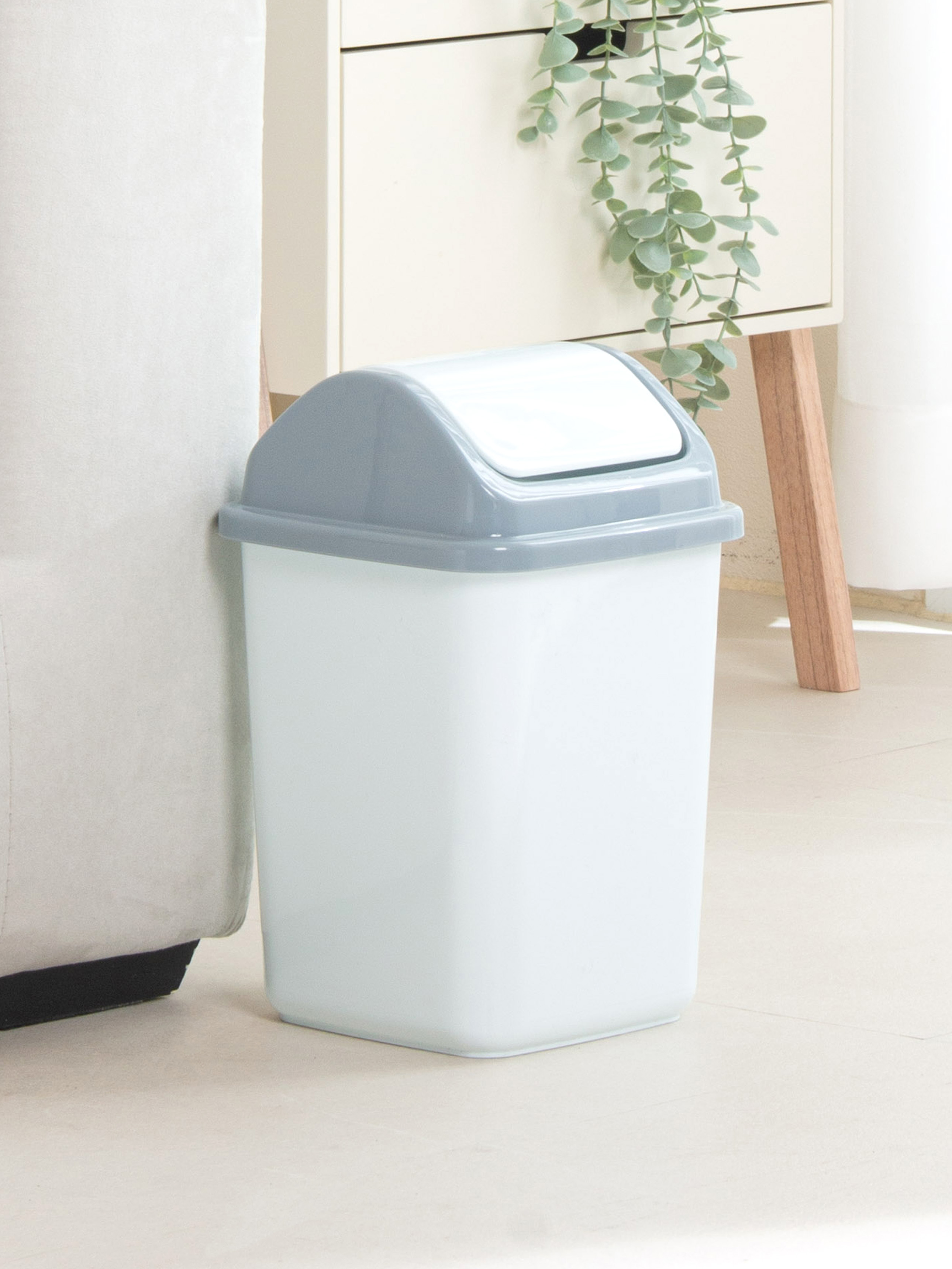 정사각 스윙 휴지통 4.5 L 그레이