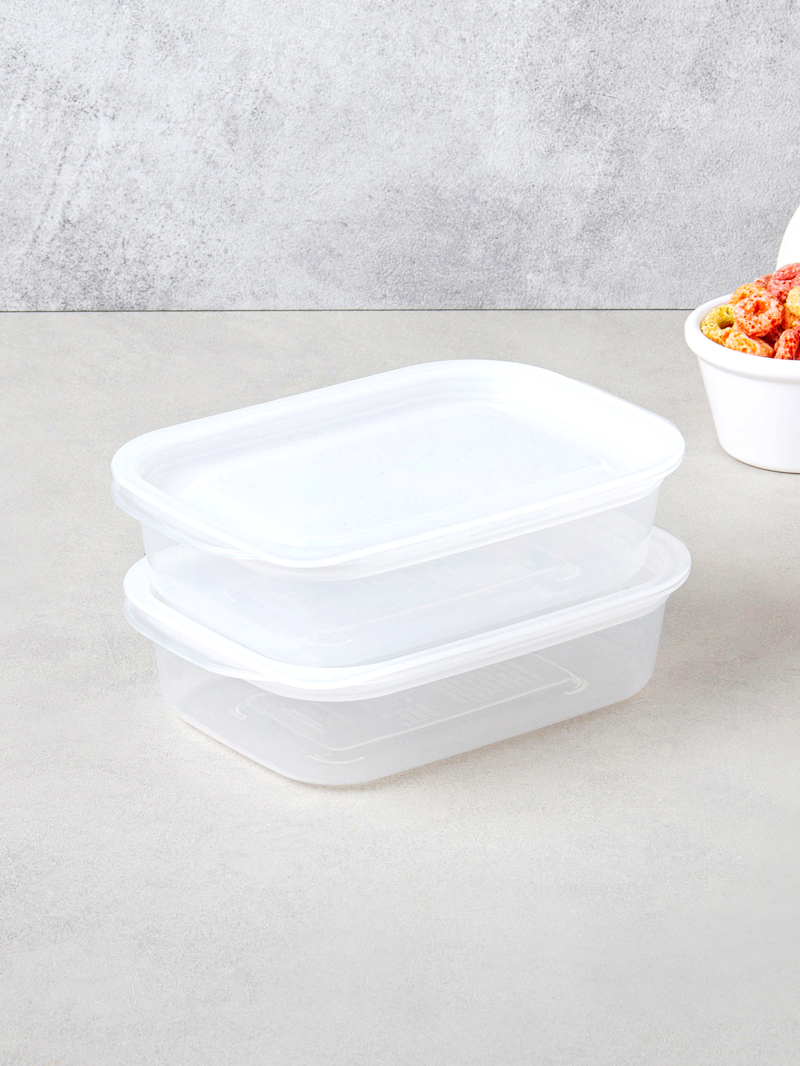 일본제 간편 보존 용기 낮은 직사각 화이트 290 ml 2개입