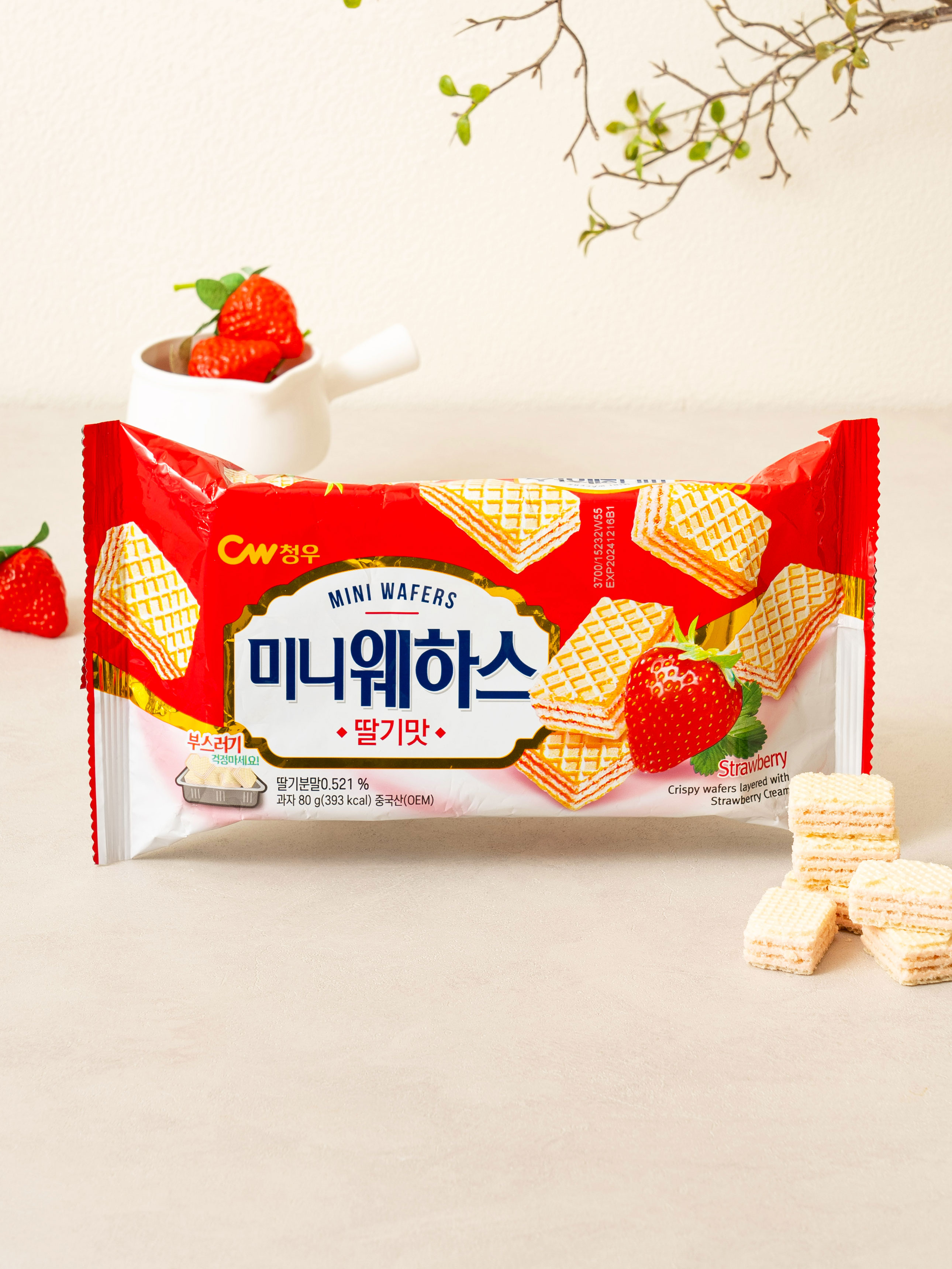 청우 미니 웨하스 딸기 맛 80 g