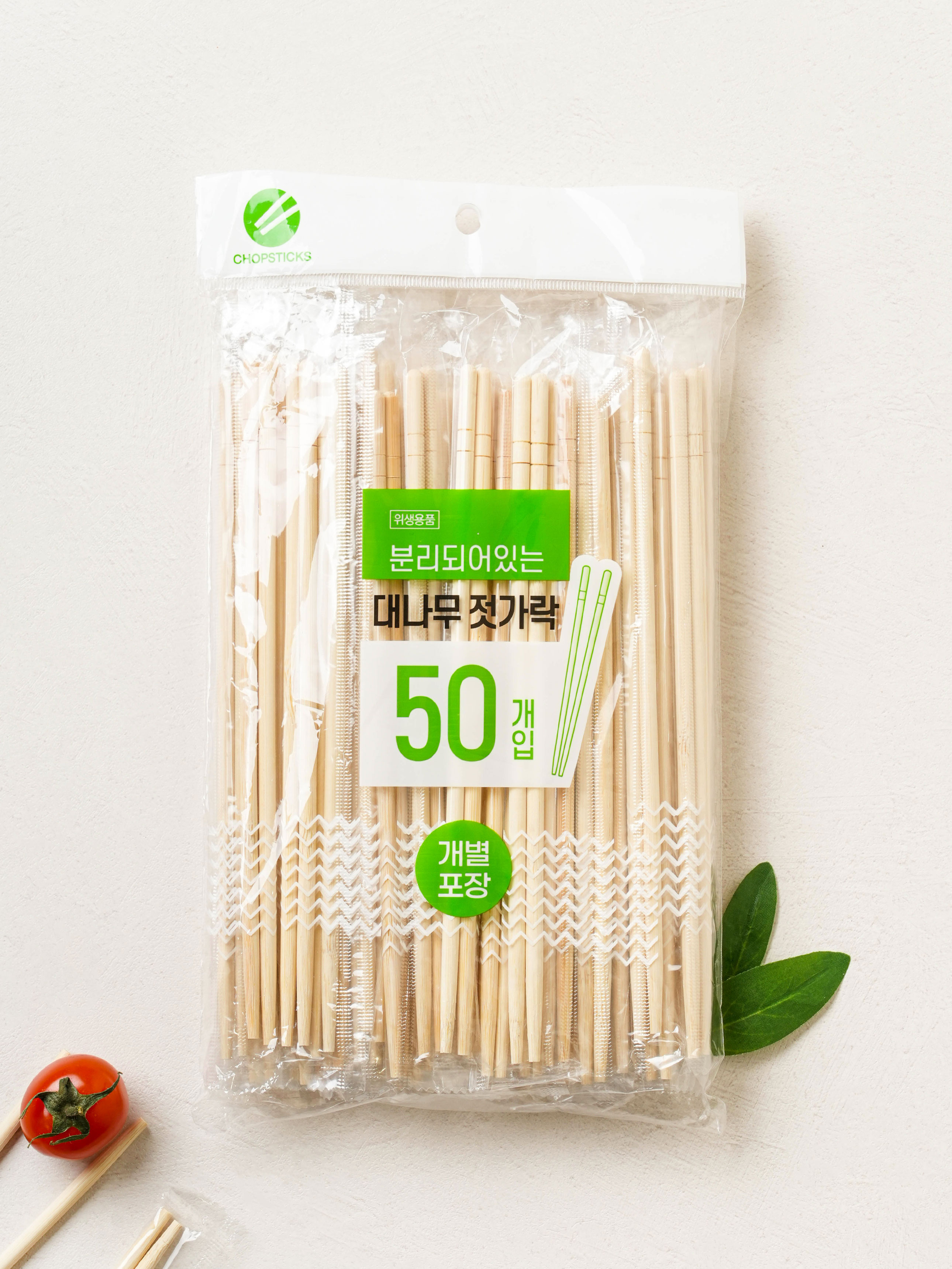 일회용 원형 대나무 젓가락 50개입