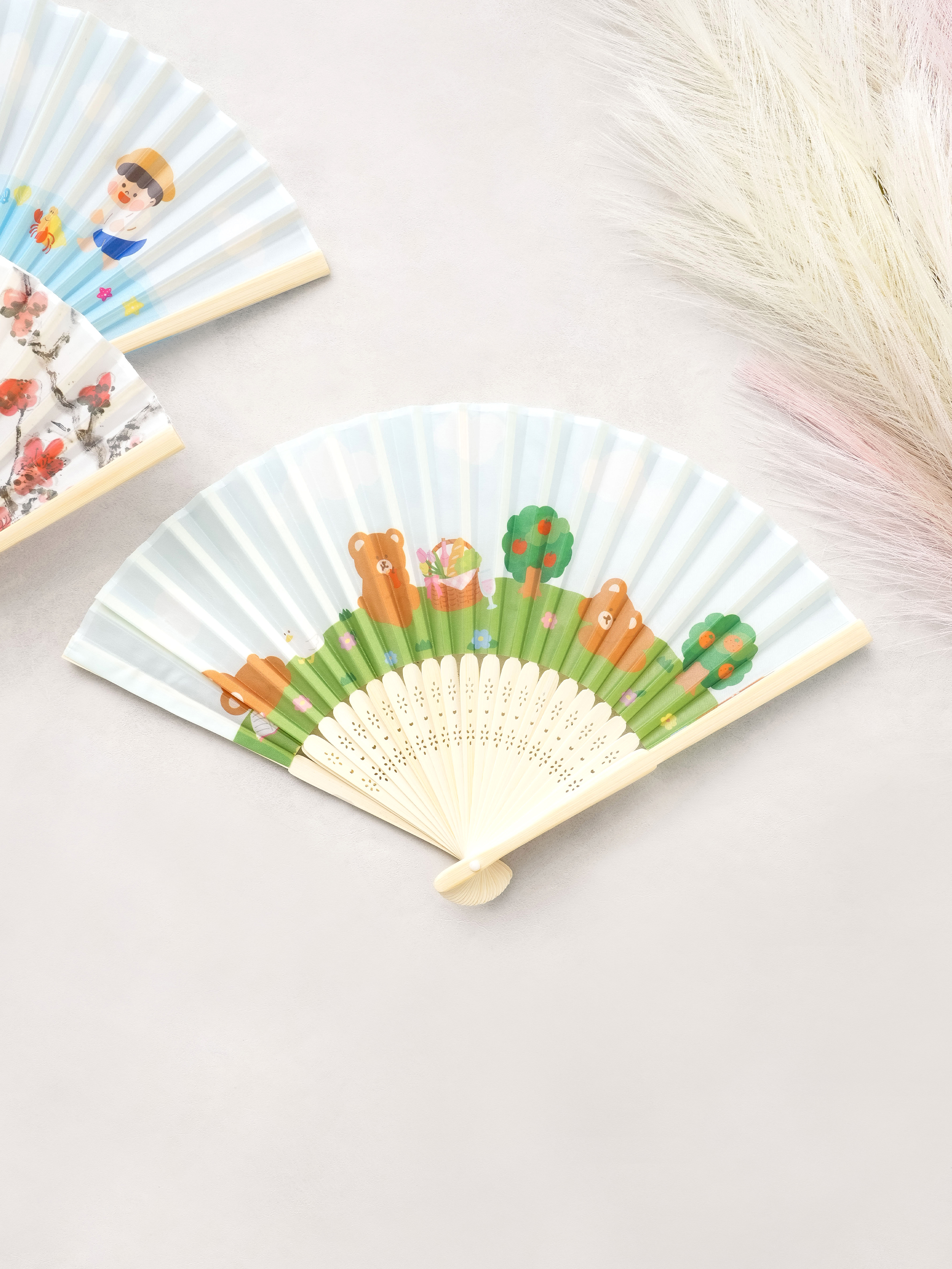 다이소 대나무 접이식 부채 21 cm