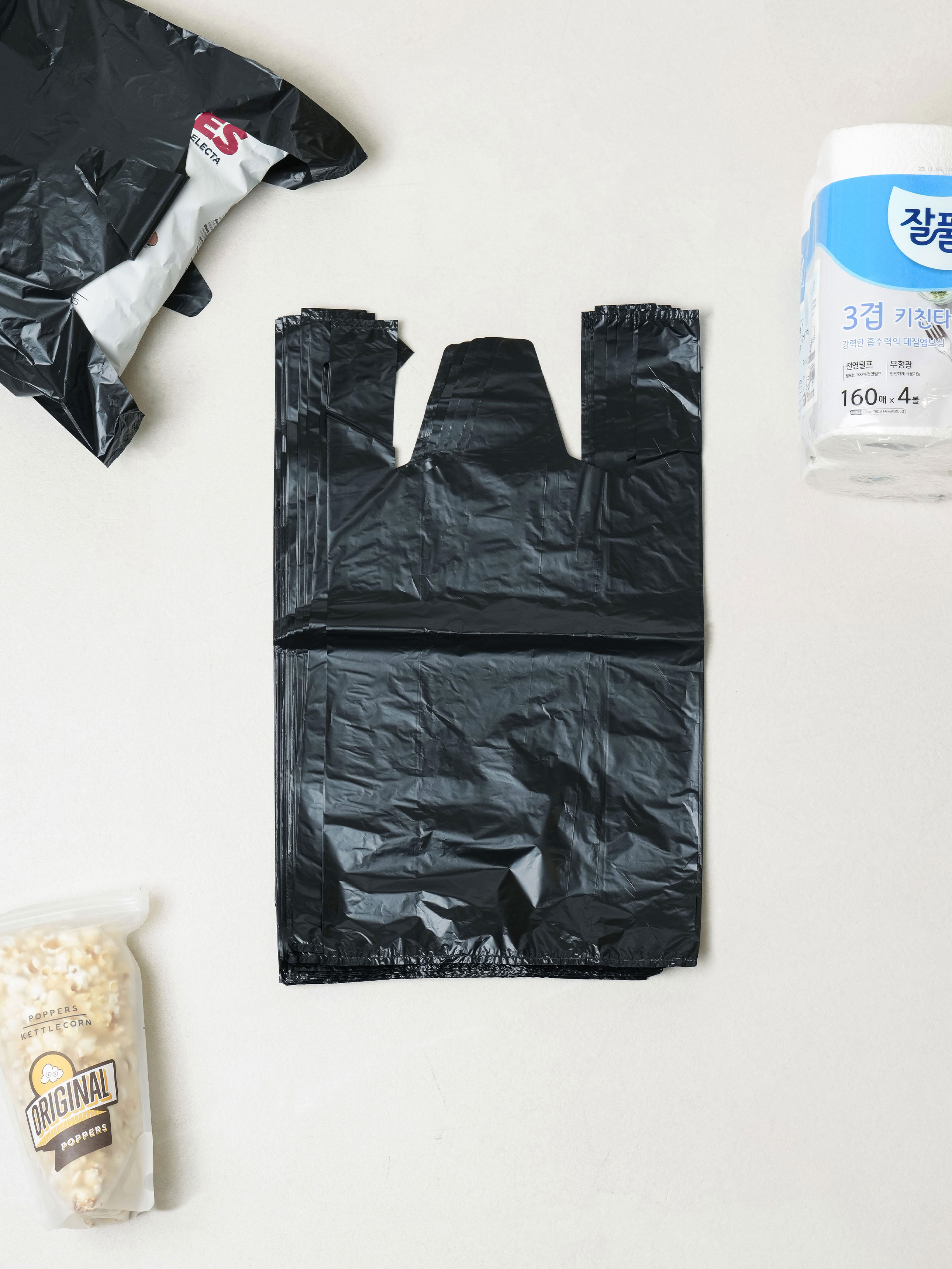 다이소 블랙 손잡이형 비닐봉지 20 L 35매입