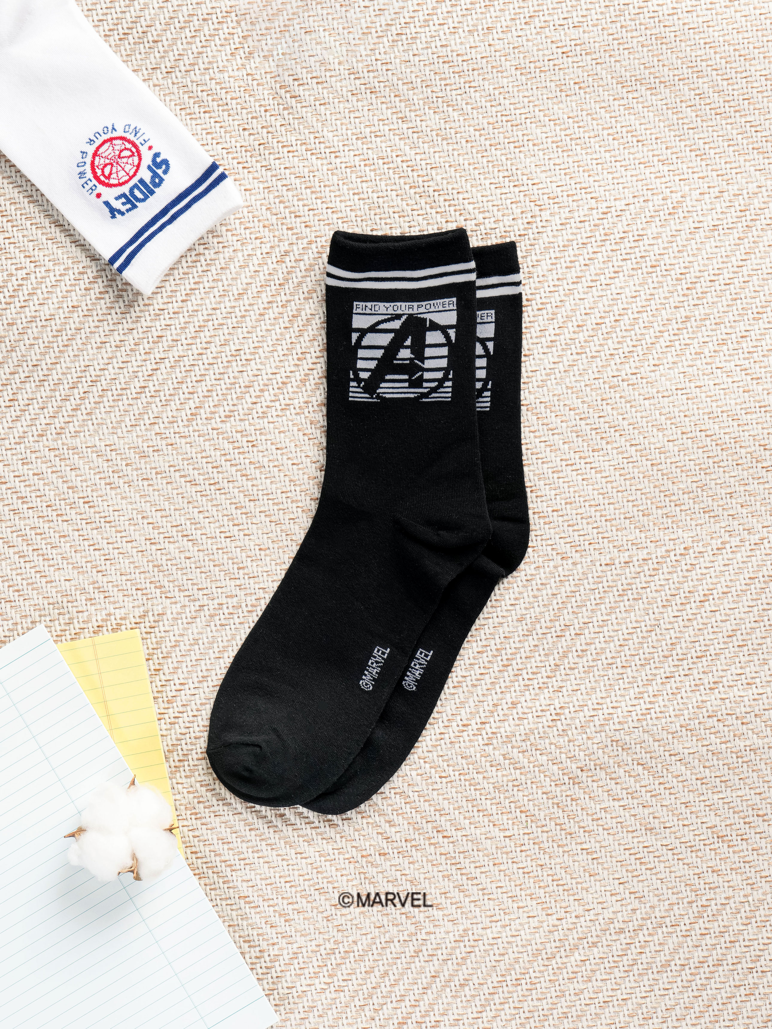 마블 캐릭터 남성 장목 양말
