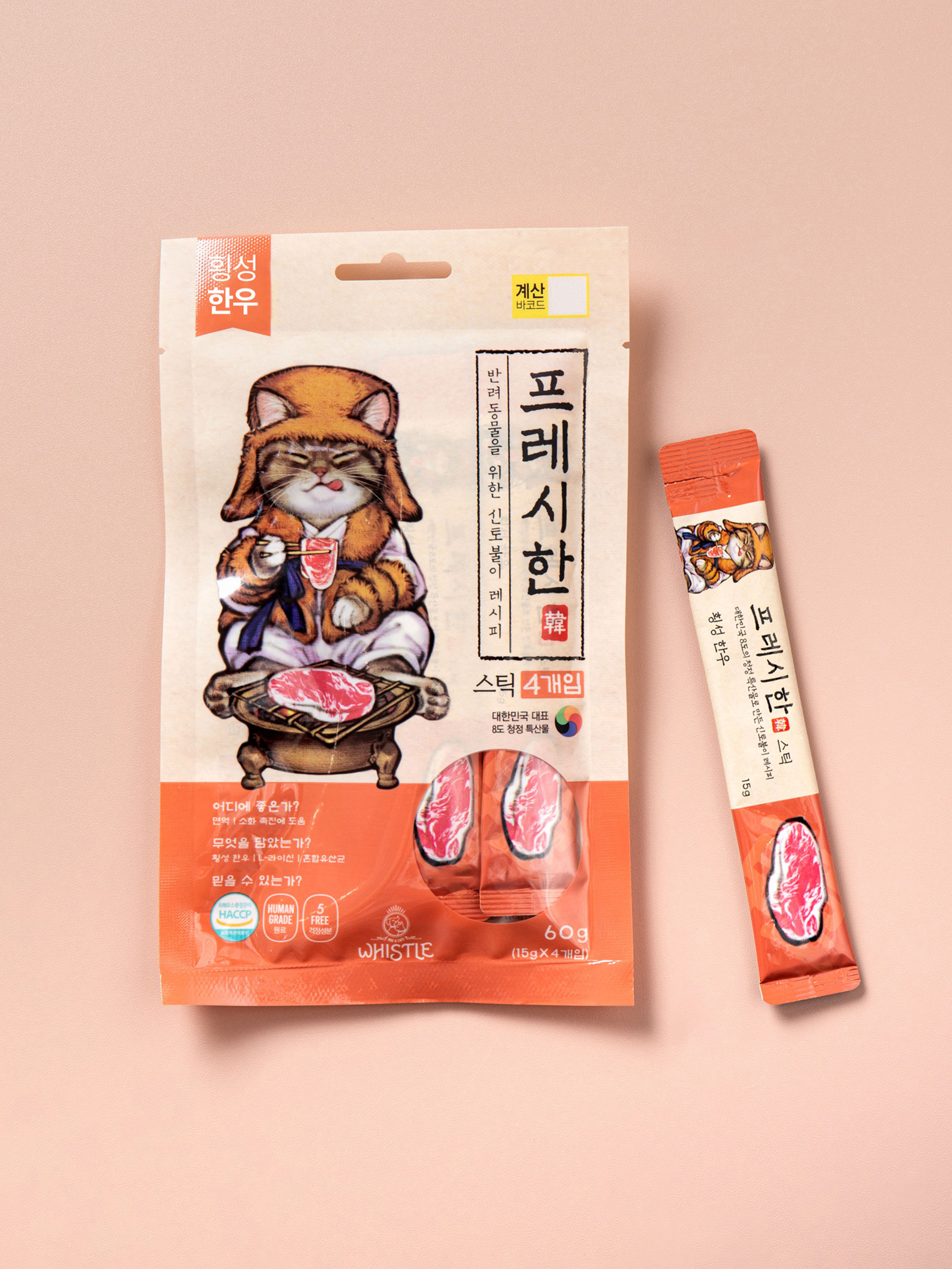 [펫] 휘슬 프레시한 스틱 4개입 횡성 한우