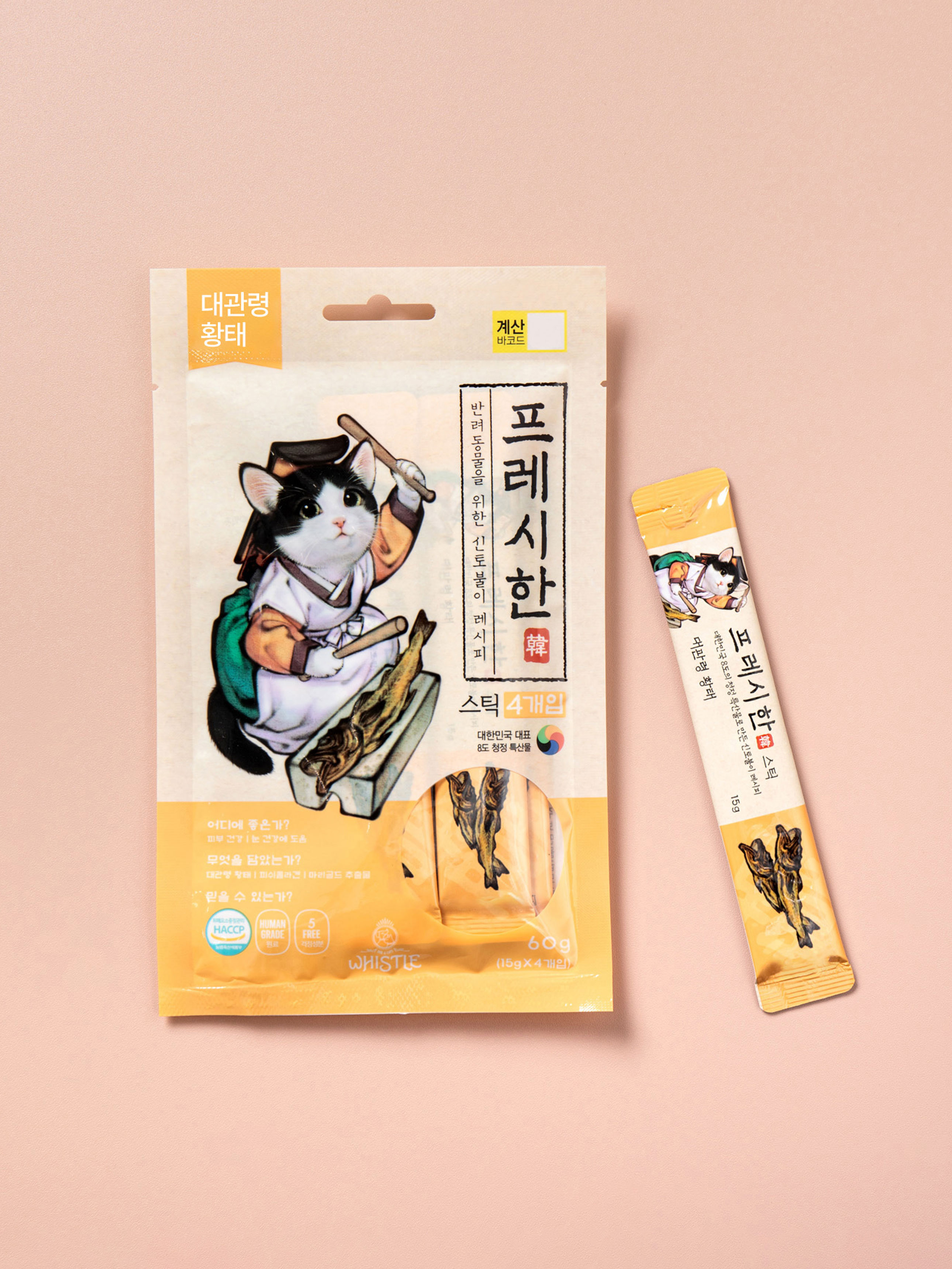 다이소 [펫] 휘슬 프레시한 스틱 4개입 대관령 황태