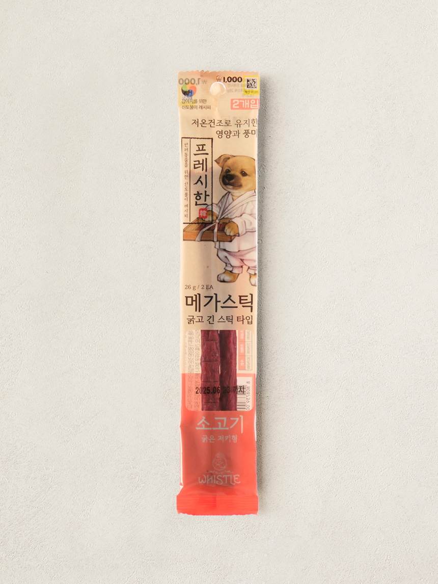 [펫] 휘슬 프레시한 저키 메가스틱 소고기 26 g