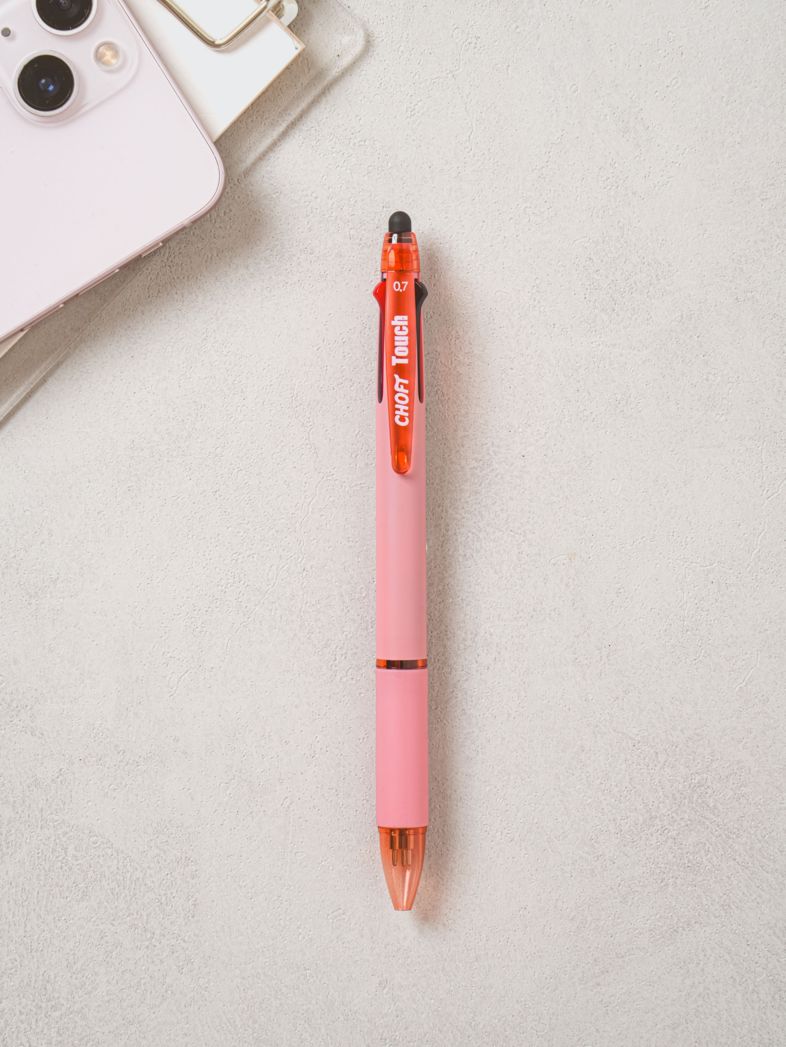 초프트 3색 터치 볼펜 0.7 mm 핑크