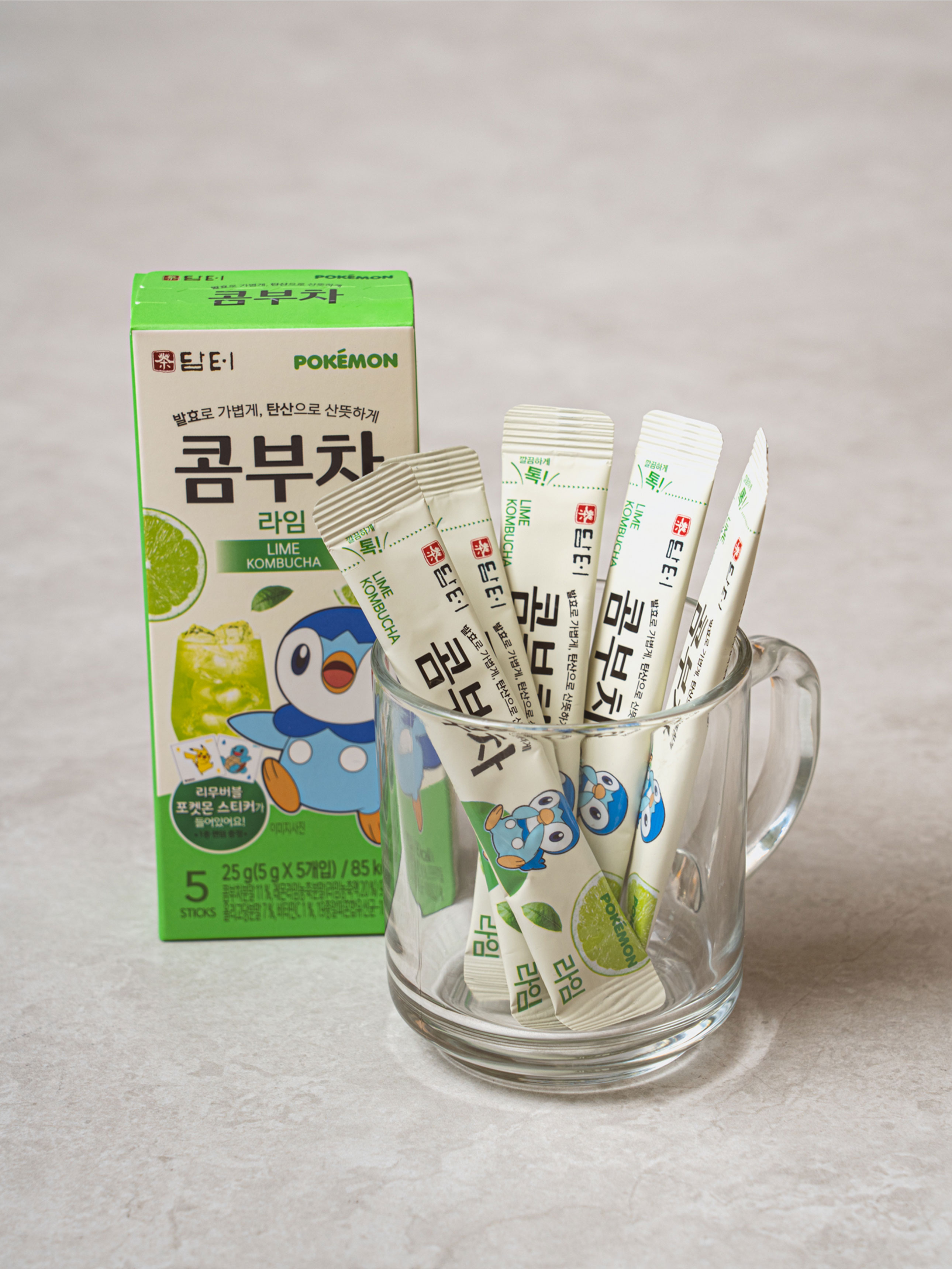 담터 포켓몬 콤부차 5개입 라임
