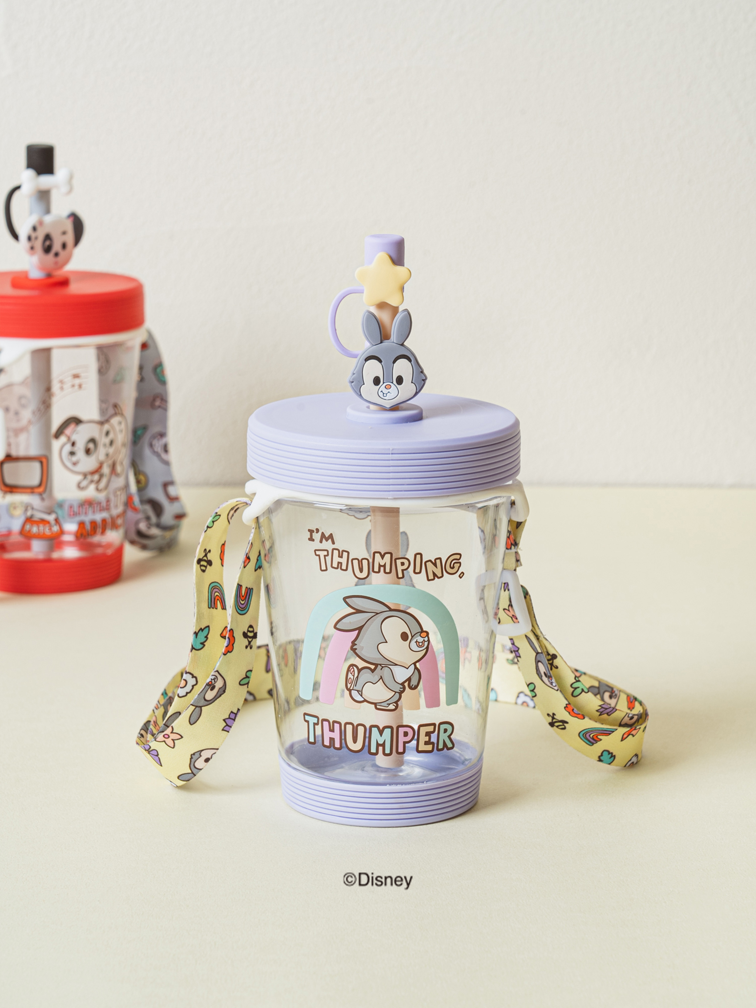 디즈니 애니멀즈 장식 스트랩 빨대 컵 500 ml