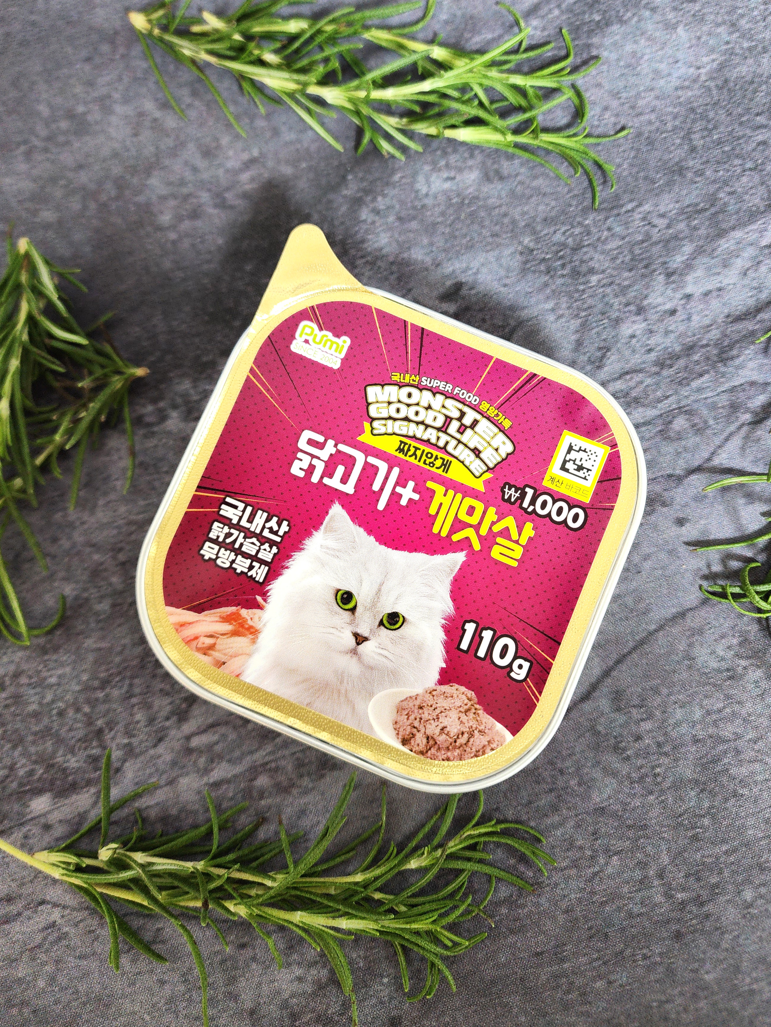 [펫] 몬스터 굿 라이프 시그니쳐 반려묘용 주식캔 110 g 닭고기＆게 맛살