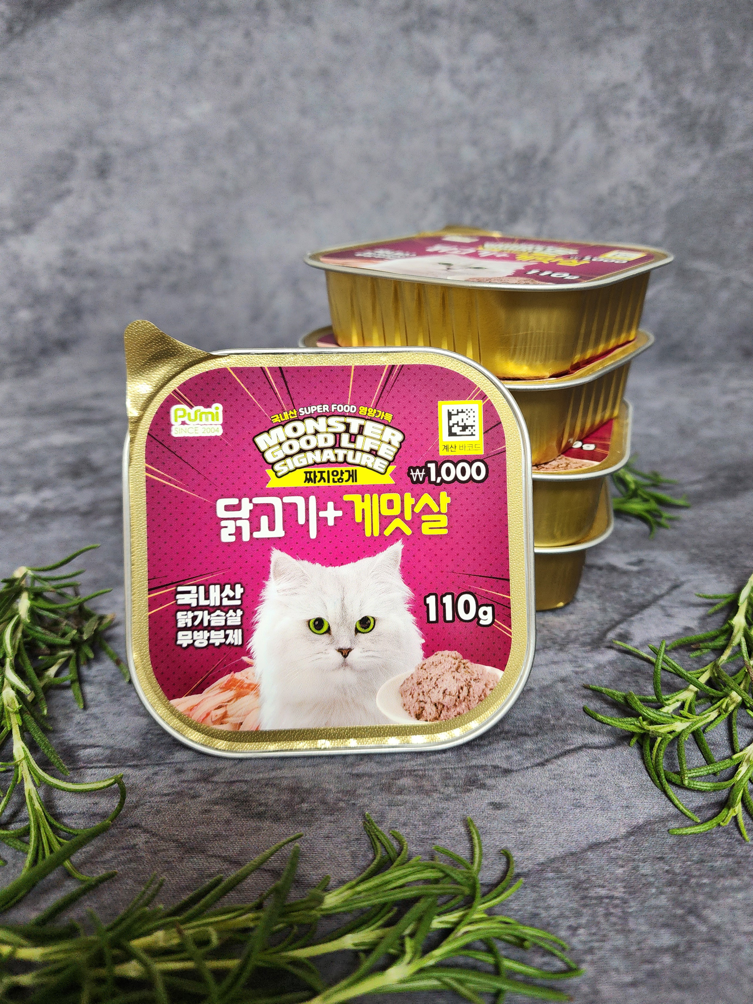 [펫] 몬스터 굿 라이프 시그니쳐 반려묘용 주식캔 110 g 닭고기＆게 맛살