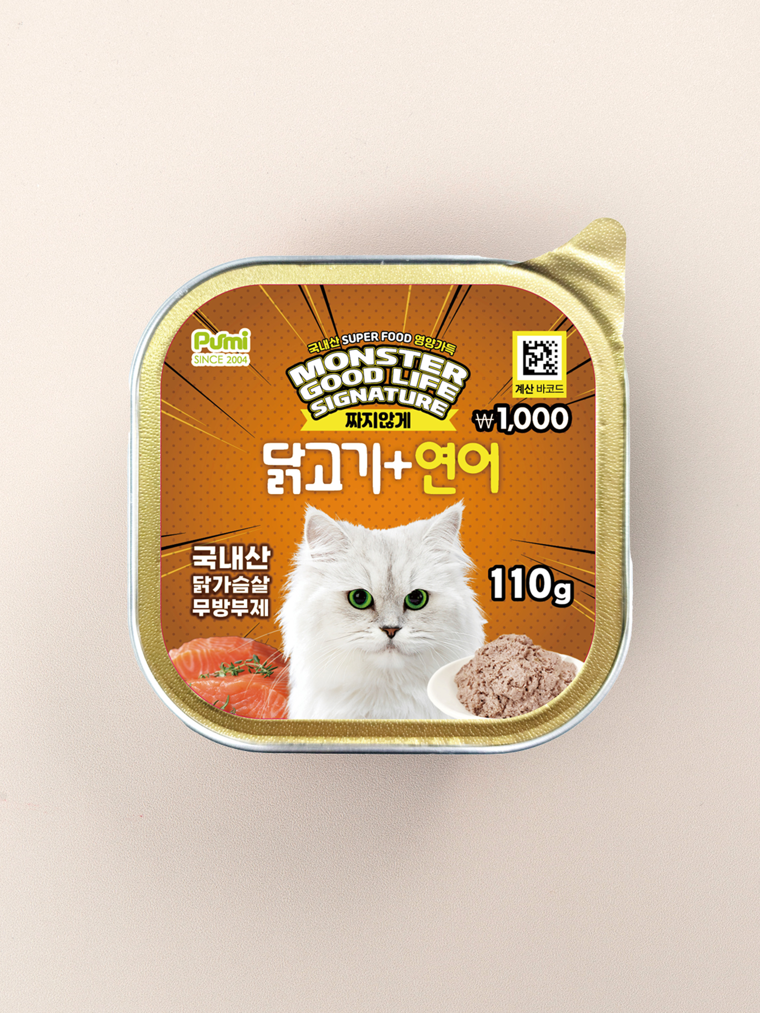 [펫] 몬스터 굿 라이프 시그니쳐 반려묘용 주식캔 110 g 닭고기＆연어