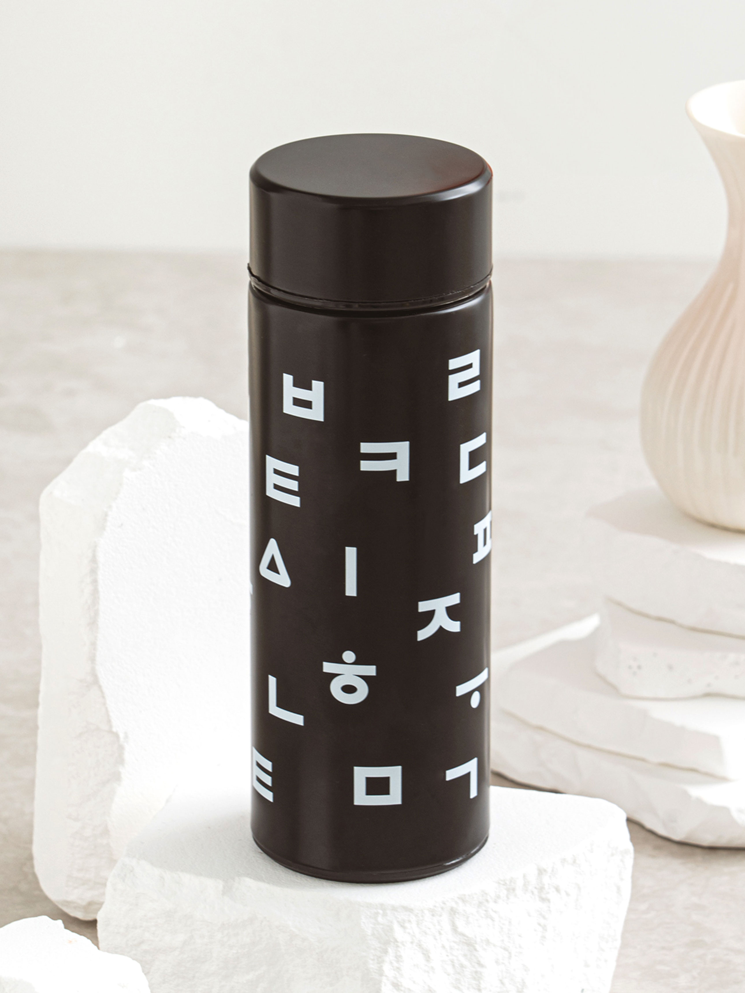 한글 패턴 텀블러 380 ml 블랙