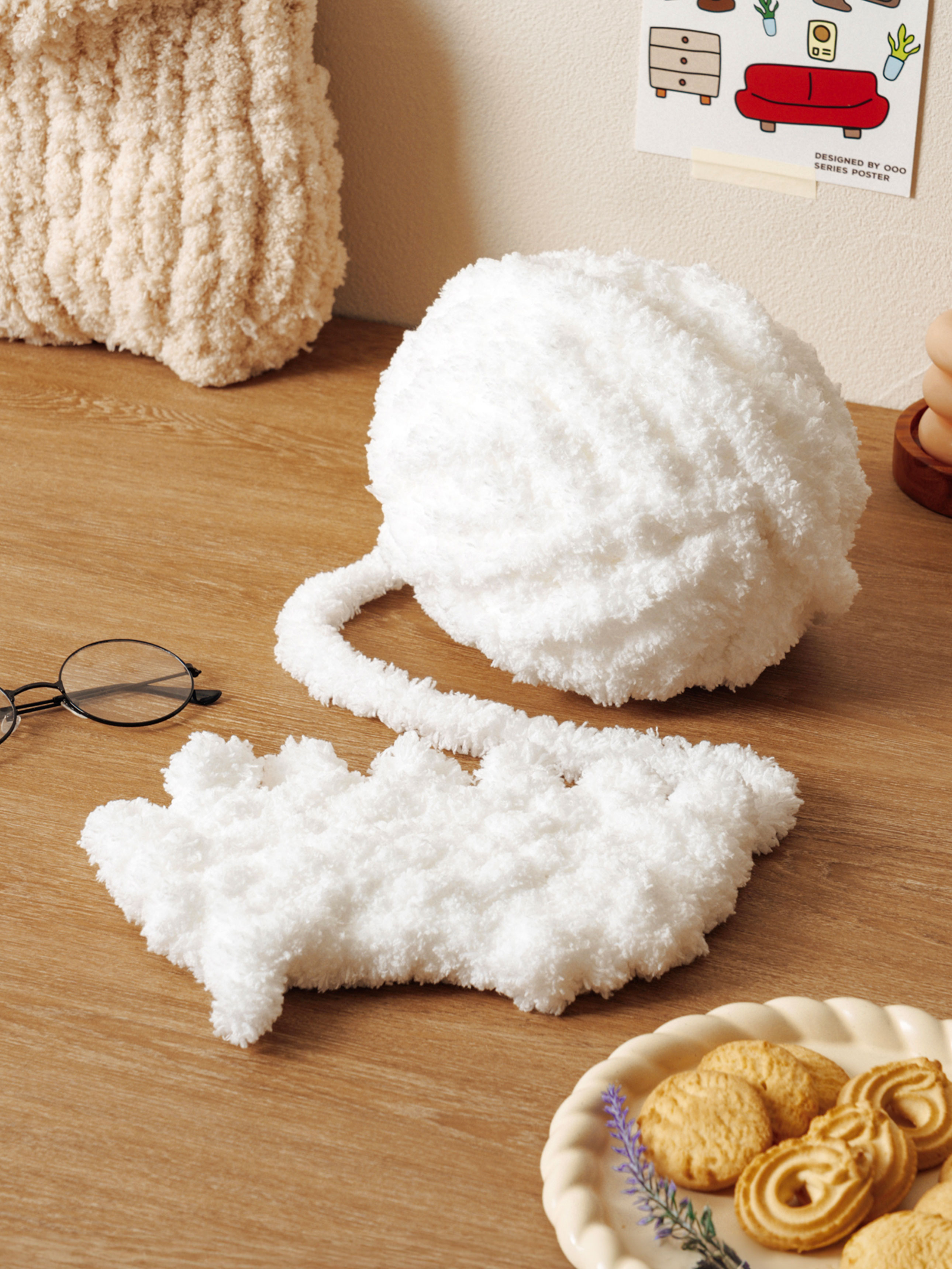 뽀글이 빅 핸드니팅 뜨개실 250 g 화이트