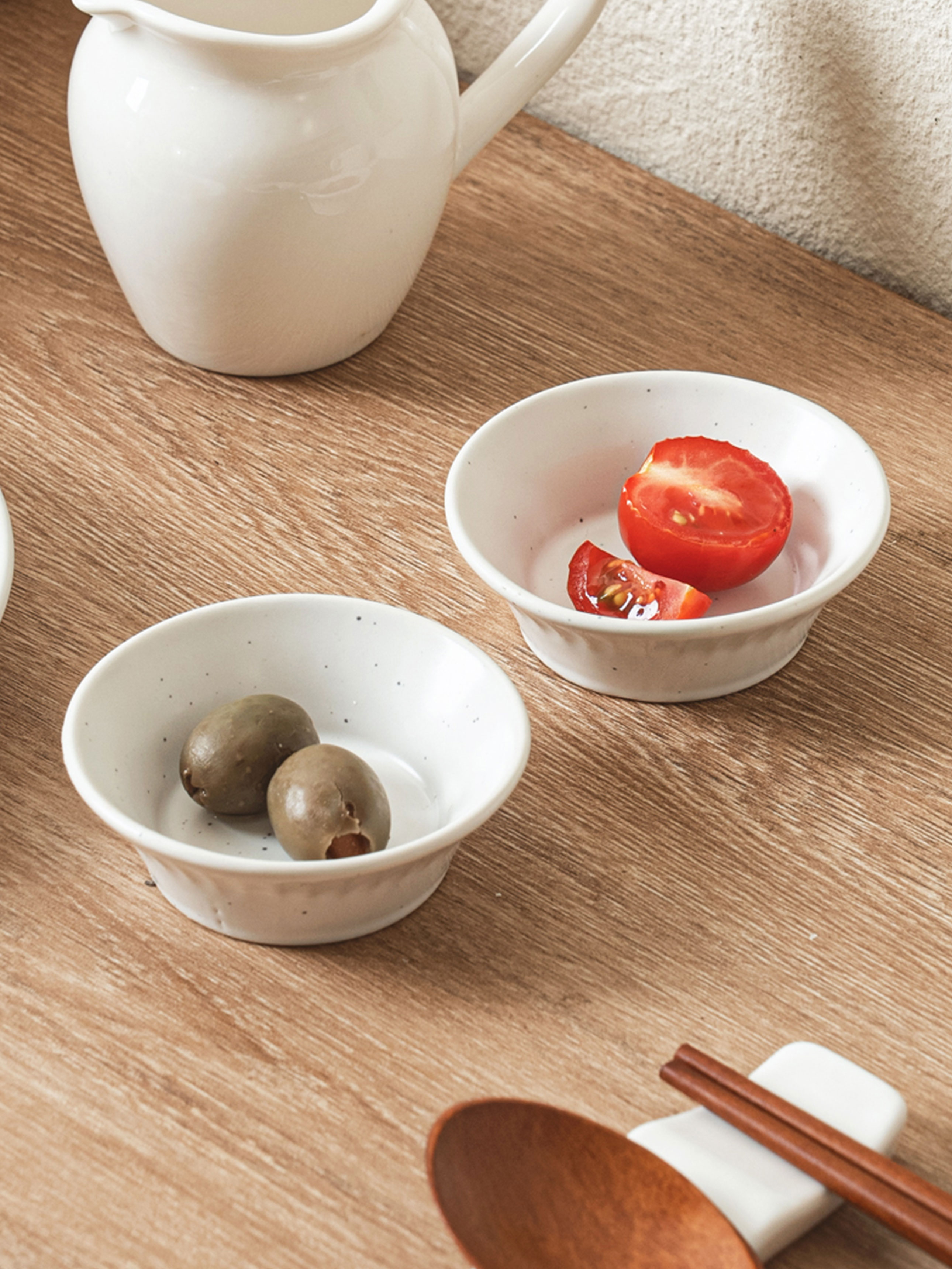무광 파스텔 줄무늬 양각 종지 6.8 cm 2개입