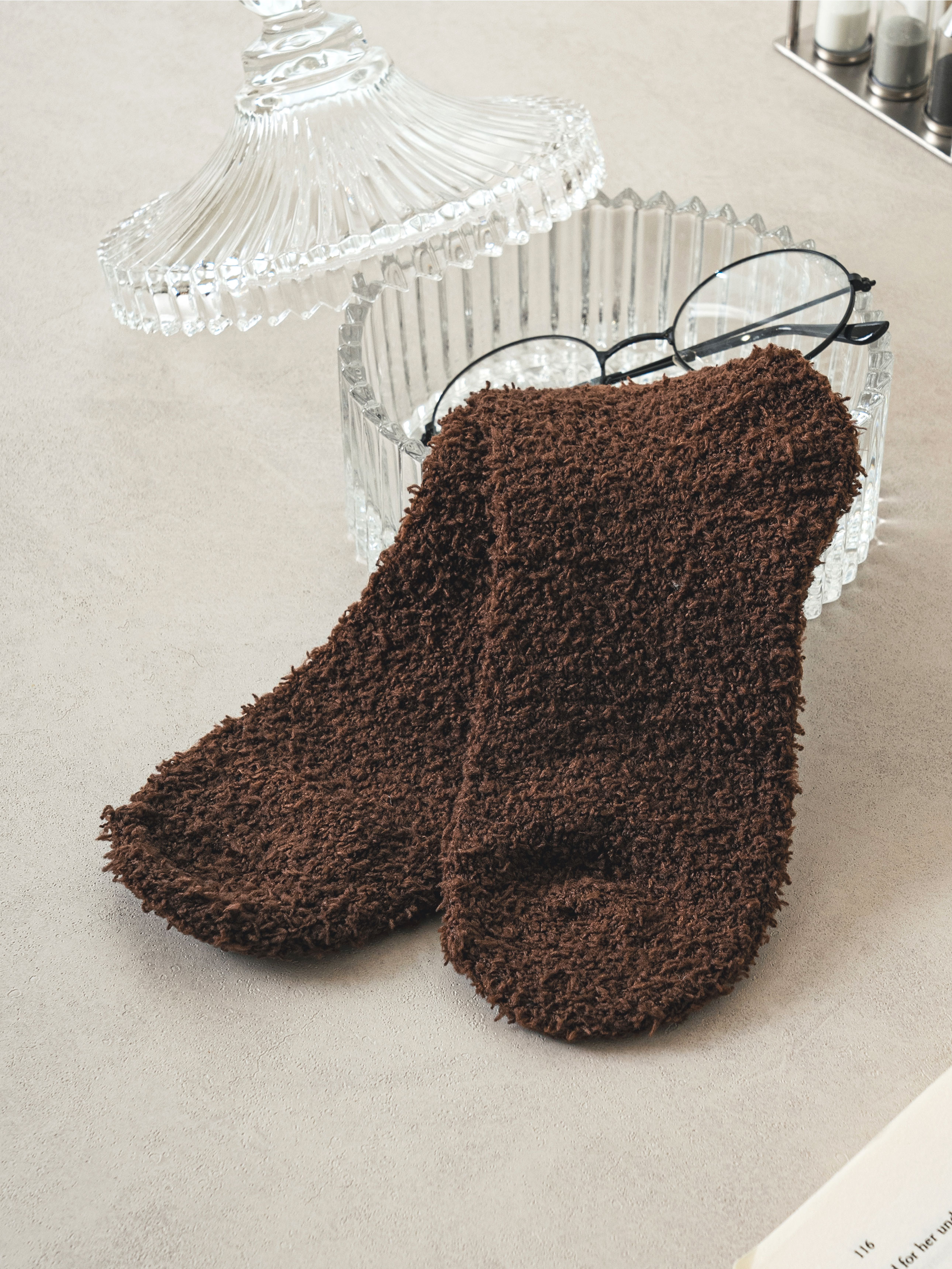 Женские махровые носки Monfoot коричневые