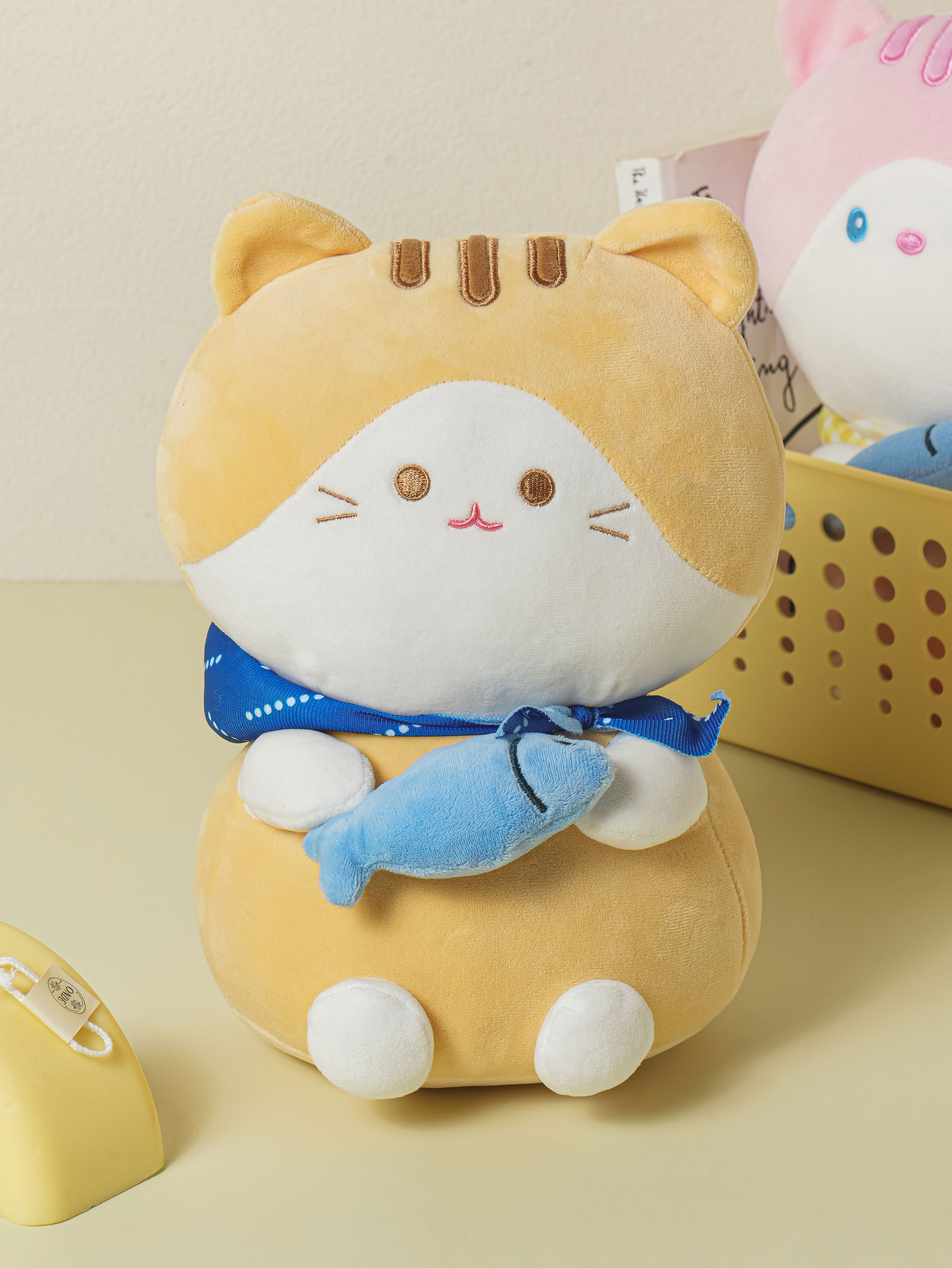 쿨링 머플러 멘 고양이 인형 노랑