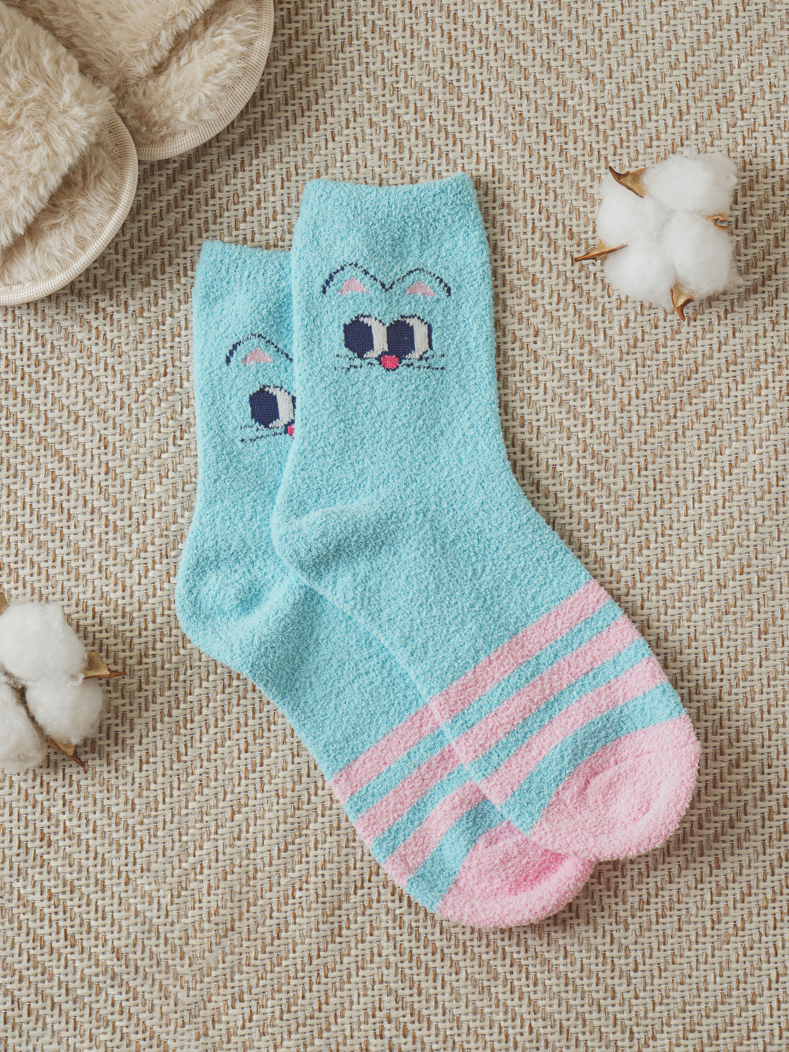 Носки для сна Kikiya Socks Кошка Синие