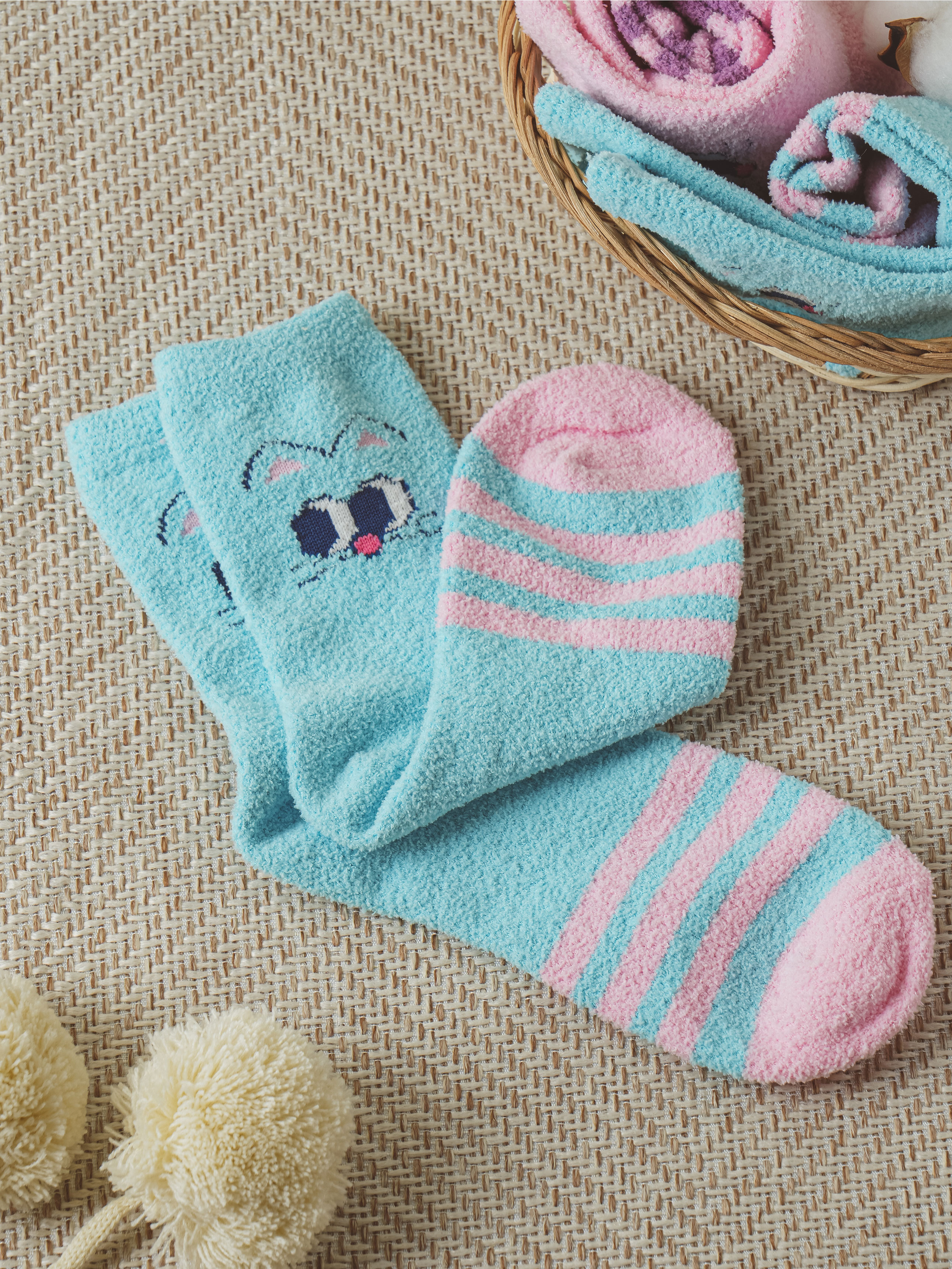 Носки для сна Kikiya Socks Кошка Синие