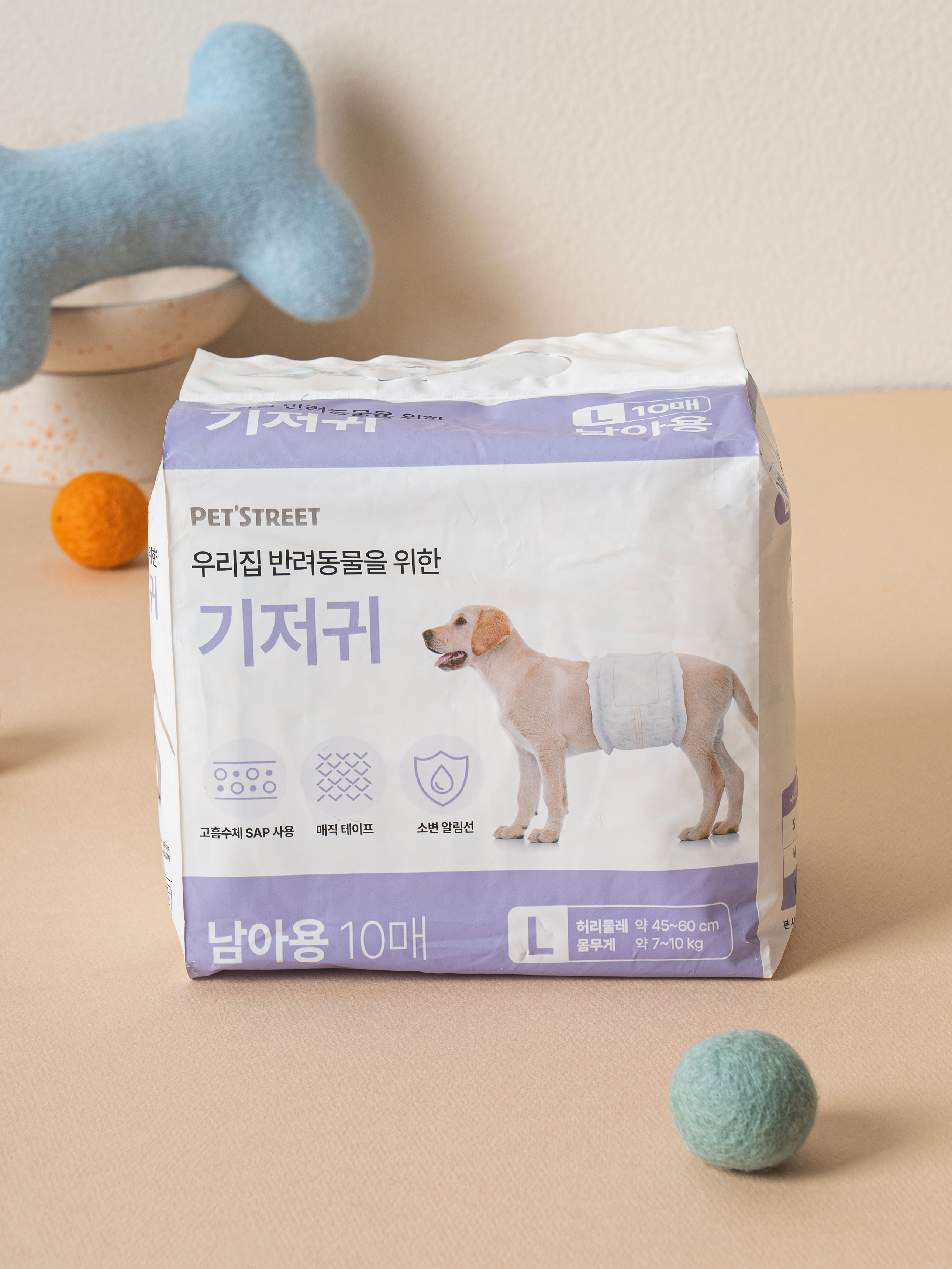[펫] 반려동물 남아용 기저귀 10매입 L