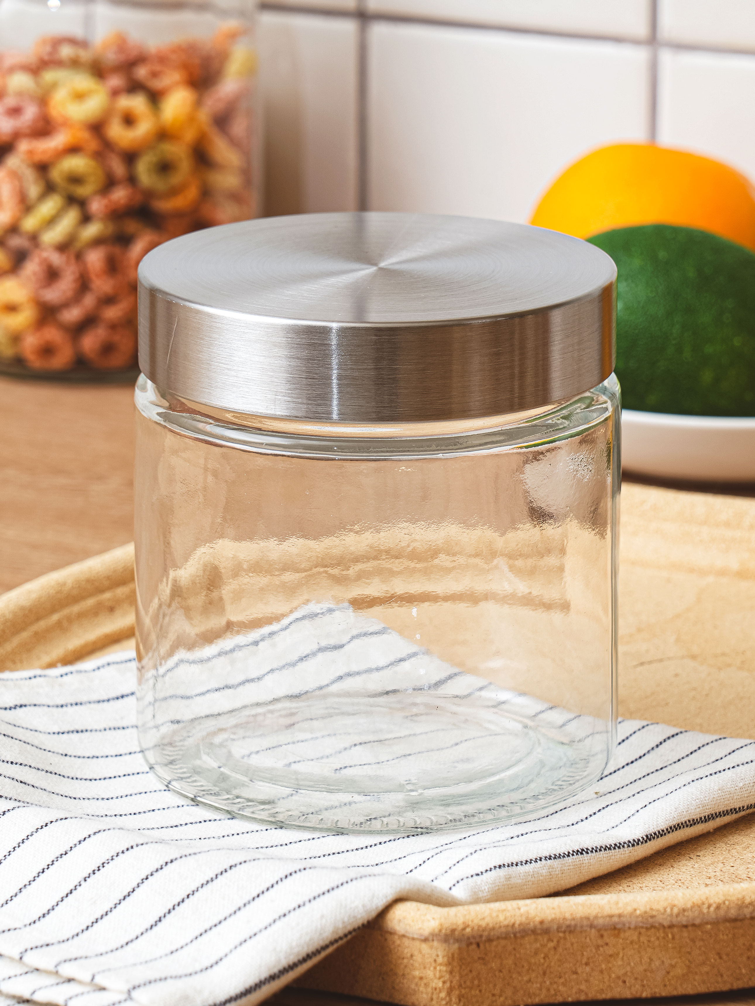 스테인리스 뚜껑 유리 보관 용기 900 ml