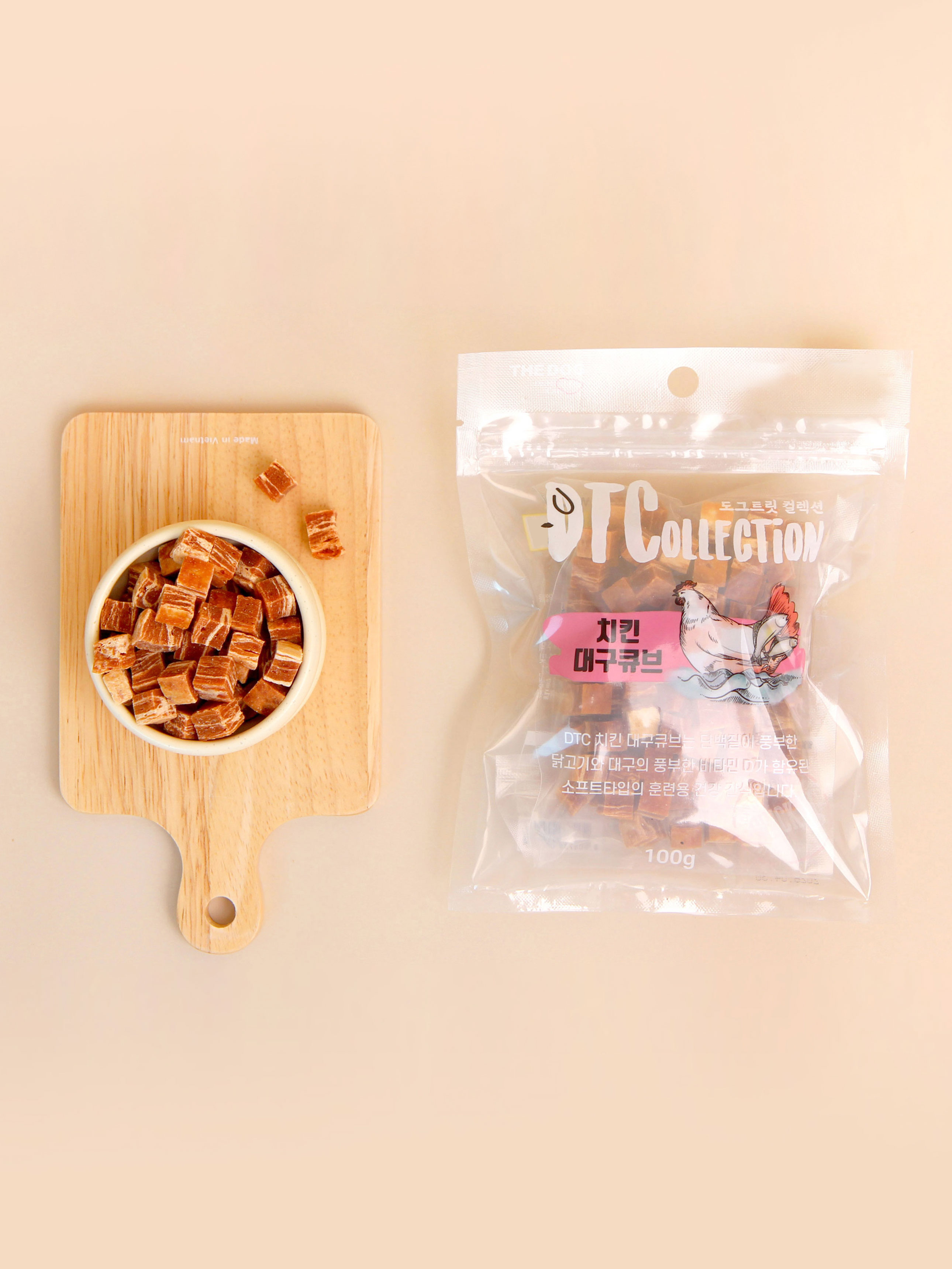 [펫] 더독 치킨 대구 큐브 100 g