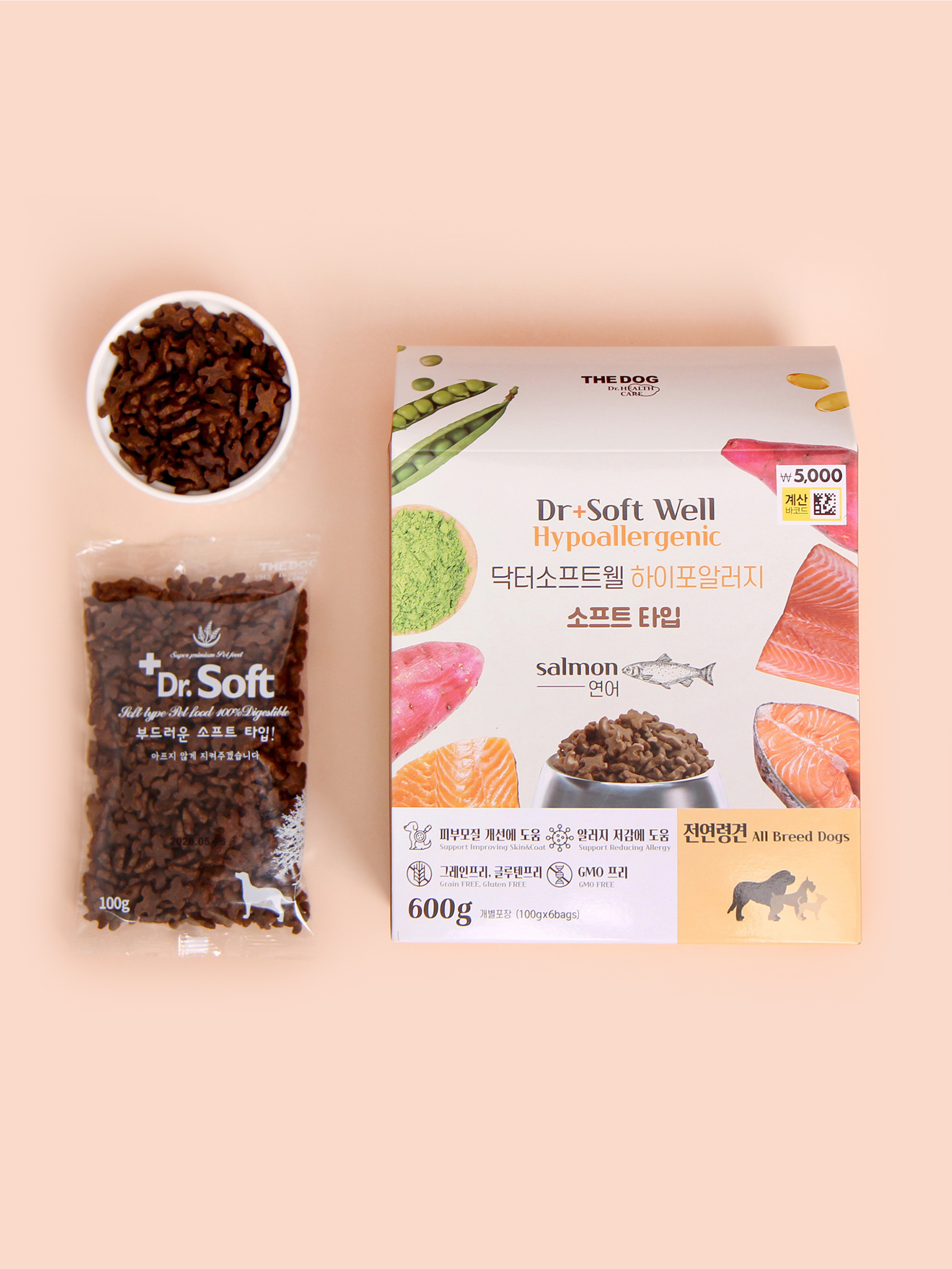 [펫] 더독 닥터 소프트 웰 하이포알러지 600 g 연어 맛