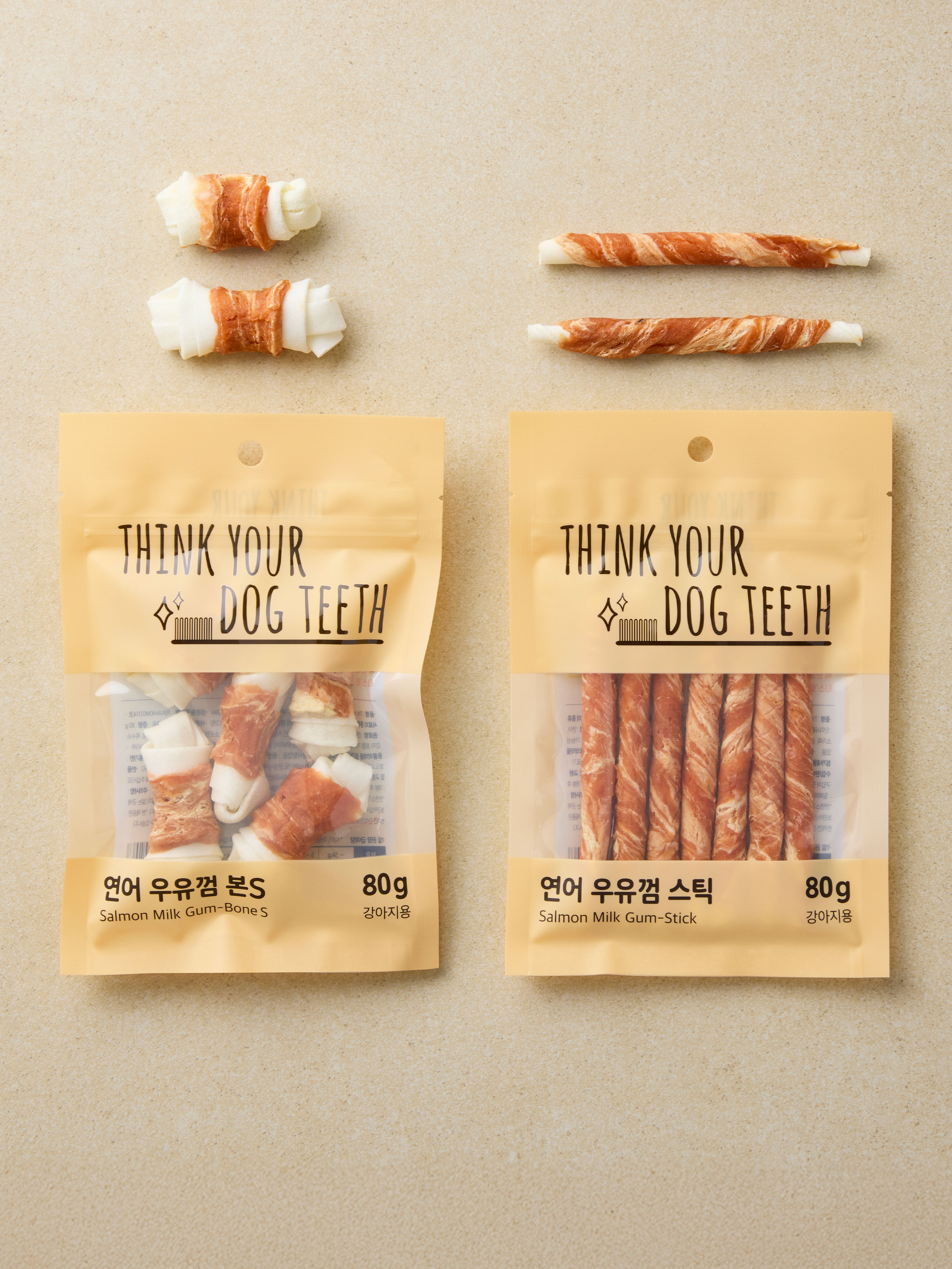 [펫] 띵크 유어 독 티스 우유껌 스틱 80 g 연어